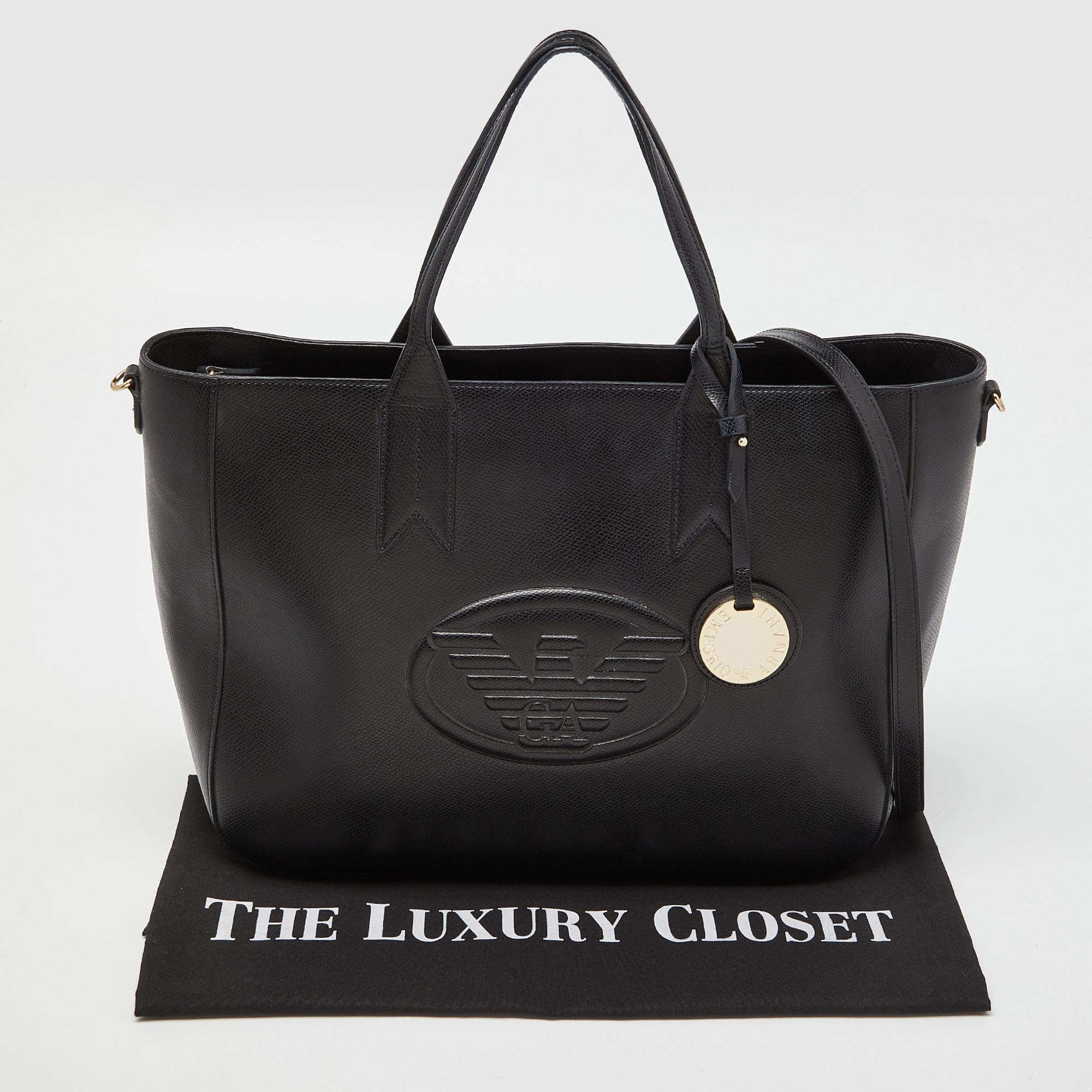 Emporio Armani Black Leather Shopper Tote Emporio Armani TLC