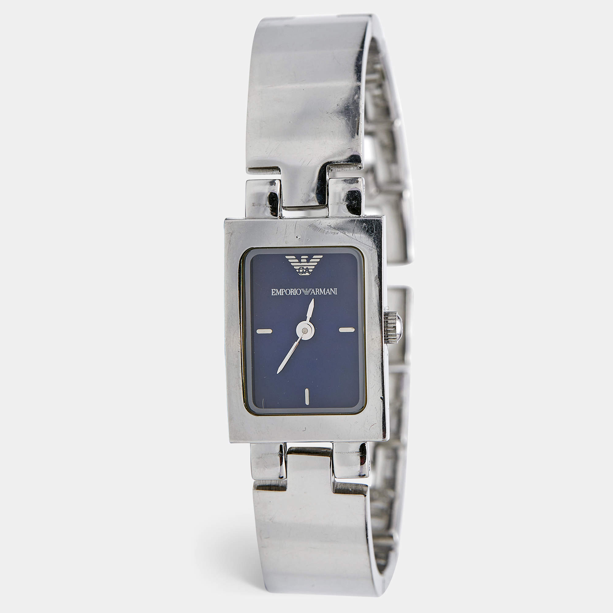 Pre Owned Emporio Armani Blue Stainless Steel AR5416 Women's Wristwatch 17.50 mm