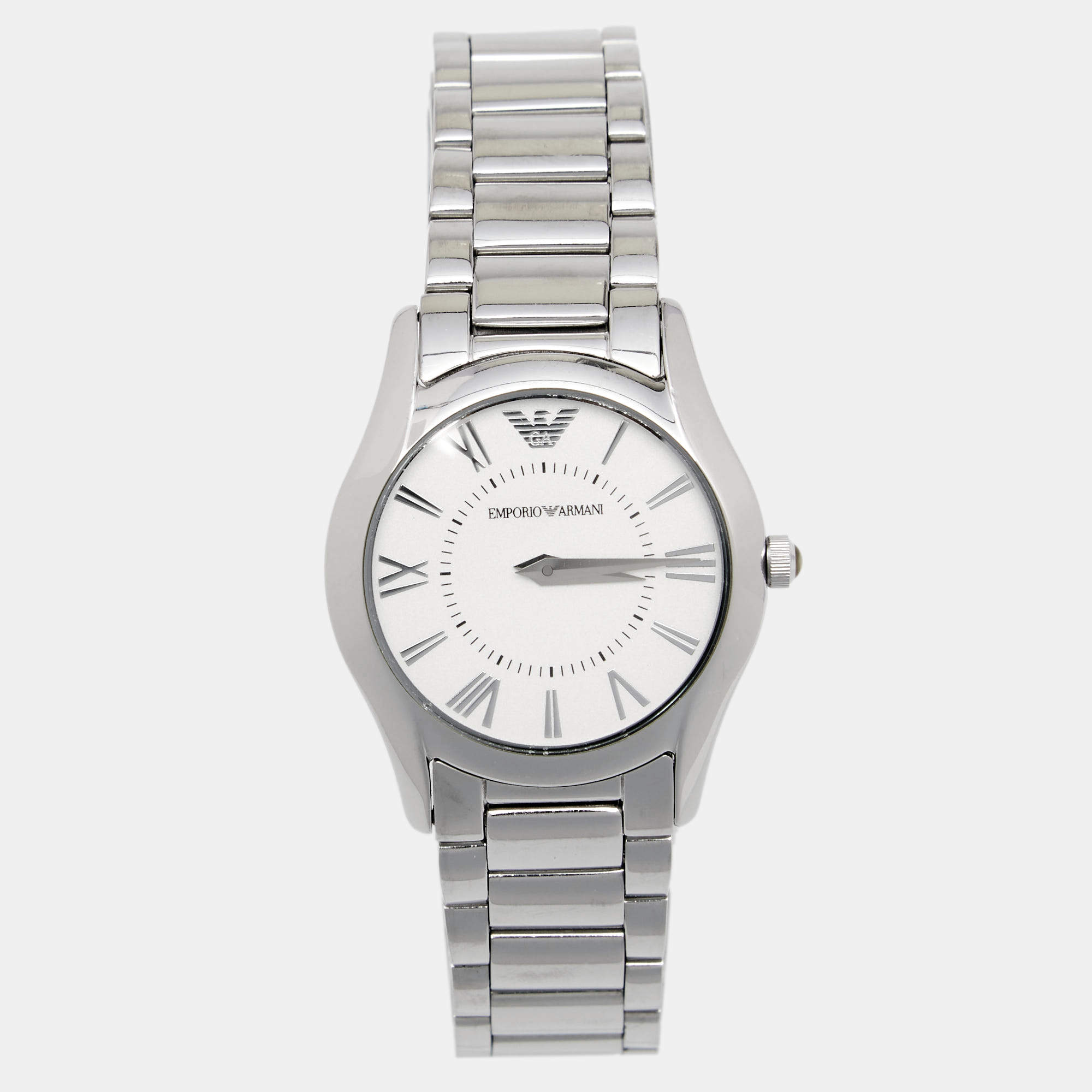 Pre Owned Emporio Armani Silver Stainless Steel AR8021 Women's Wristwatch 29 mm