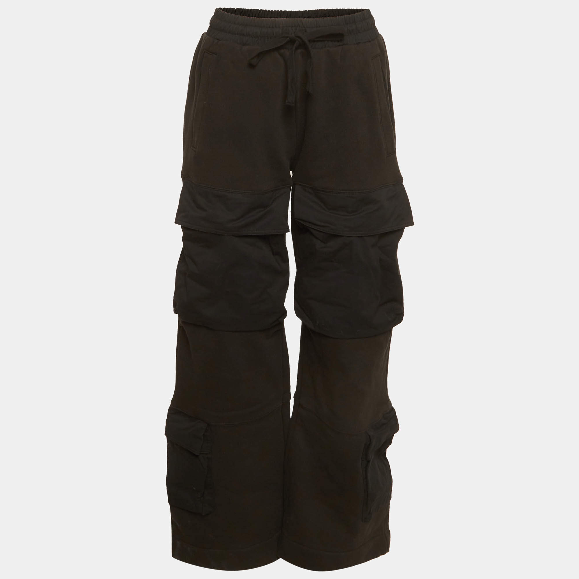 Pre Owned Entire Studio Black Jersey Utility Track Pants S