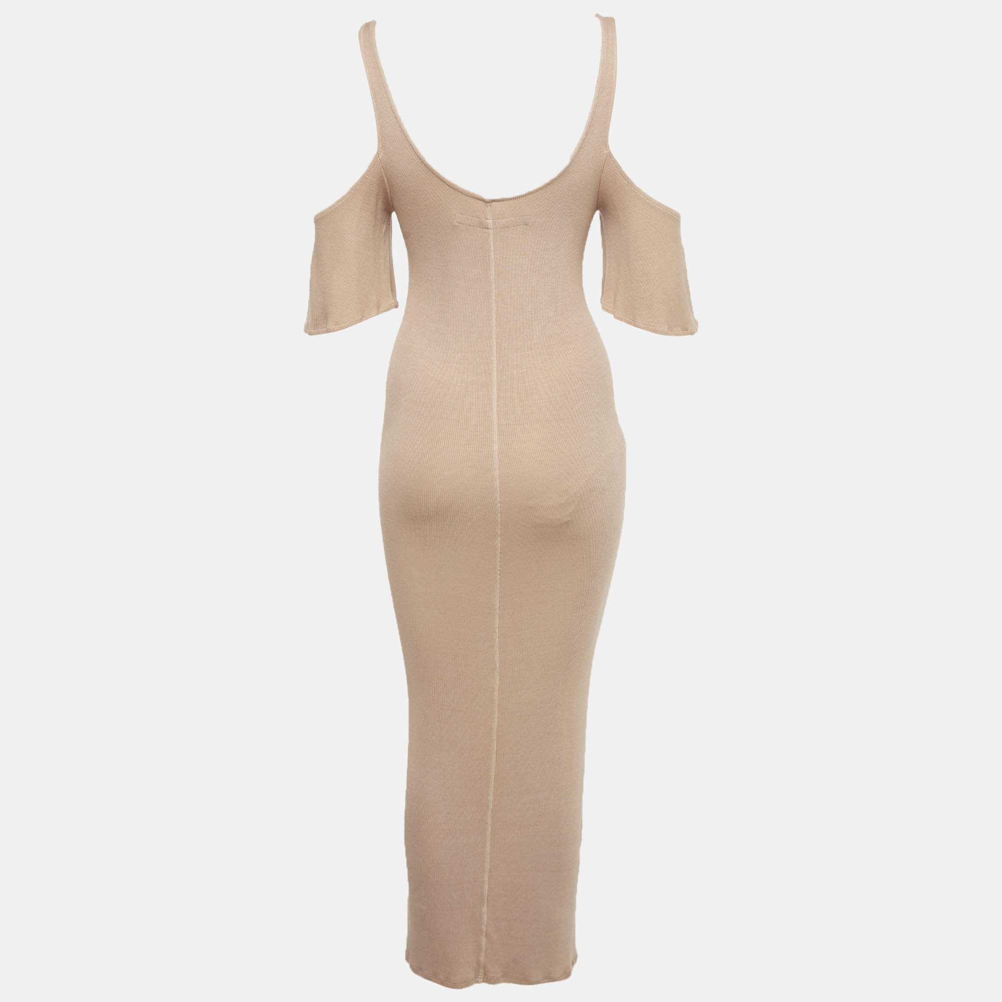 مملوكة مسبقًا Enza Costa Beige Rib Knit Maxi Dress M