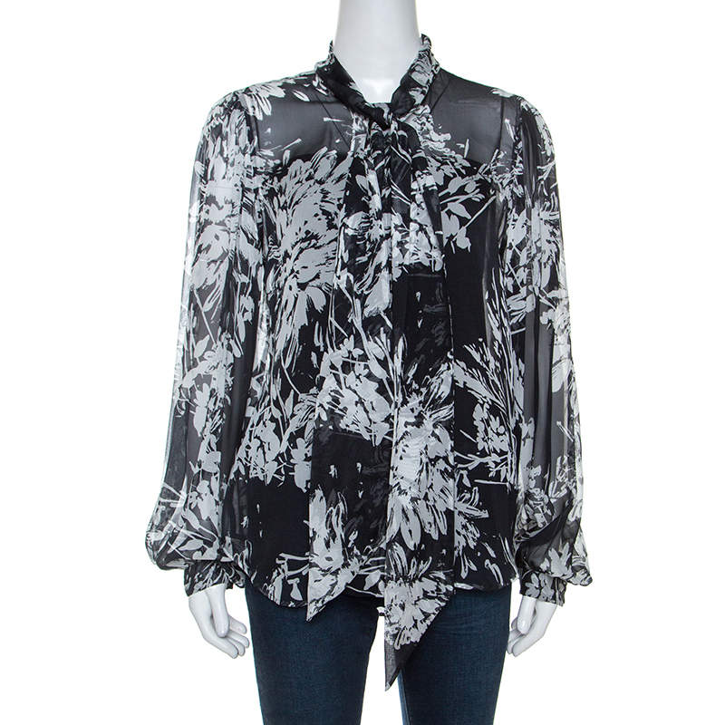 Equipment Grey Printed Silk Cleone Shirt M
