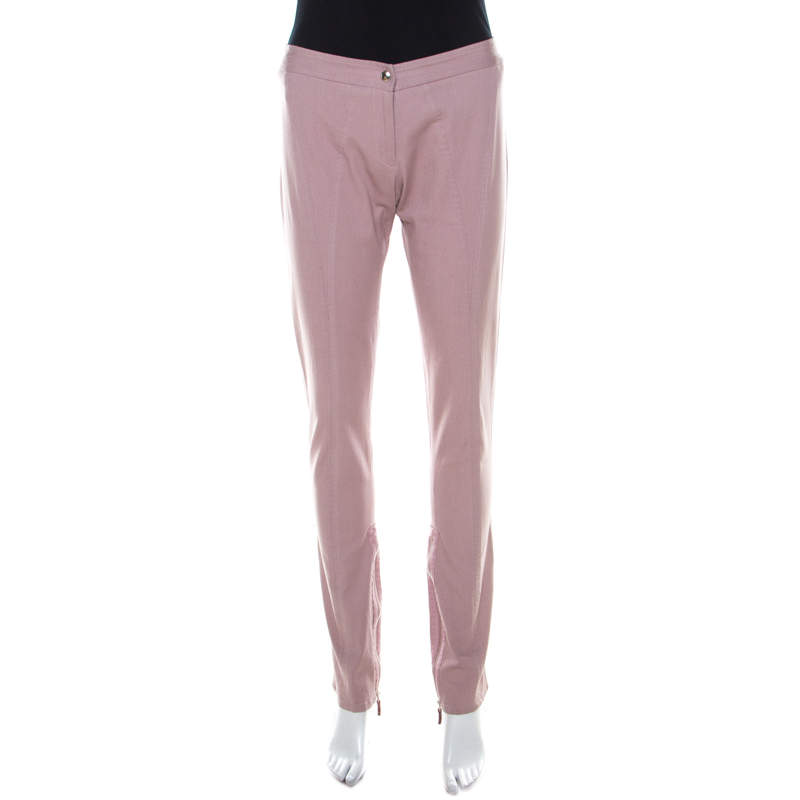 Ermanno Scervino Lavender Cotton Stretch Tapered Trousers M