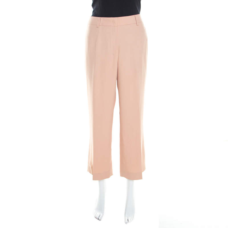 Pre Owned Escada Desert Rose Pink Crepe Tailored Torill Straight Trousers M