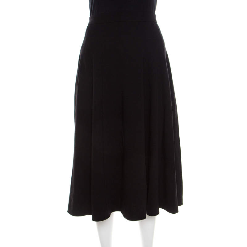 Pre Owned Escada Black Stretch Wool Paneled A Line Ryanta Skirt XL