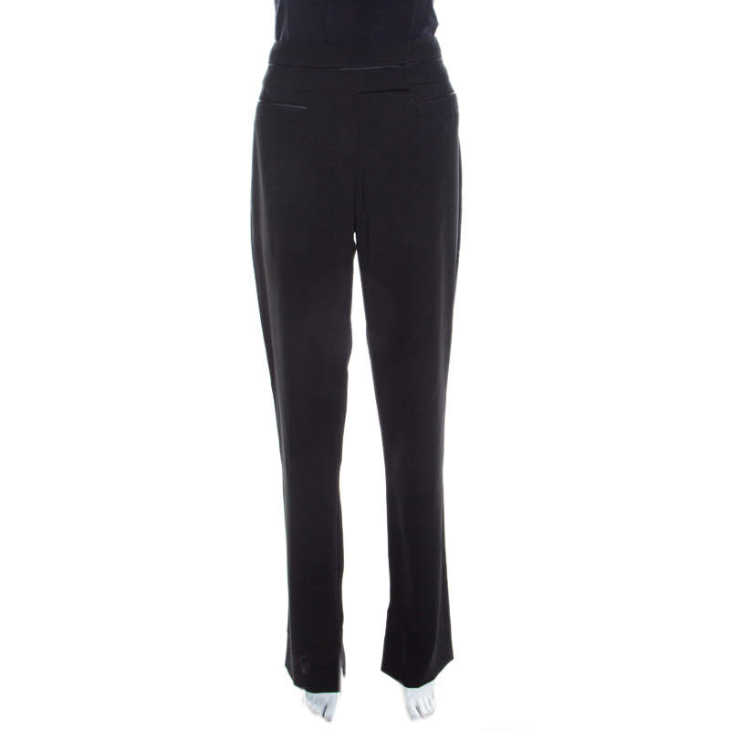 Escada Black Wool Welt Pocket Detail Tailored High Waist Trousers M
