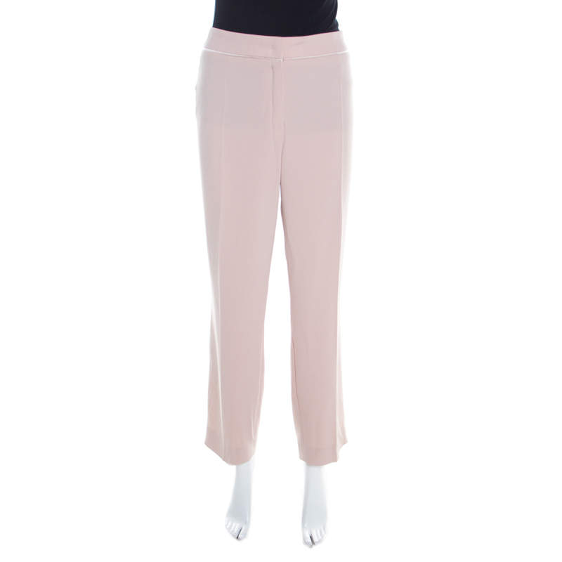 Pre Owned Escada Blush Pink Crepe Tapered Tressas Trousers XXL