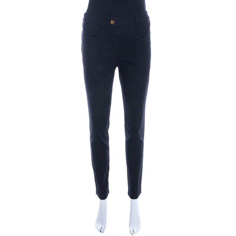 Pre Owned Escada Navy Blue Stretch Denim Teresa Straight Leg Jeans M