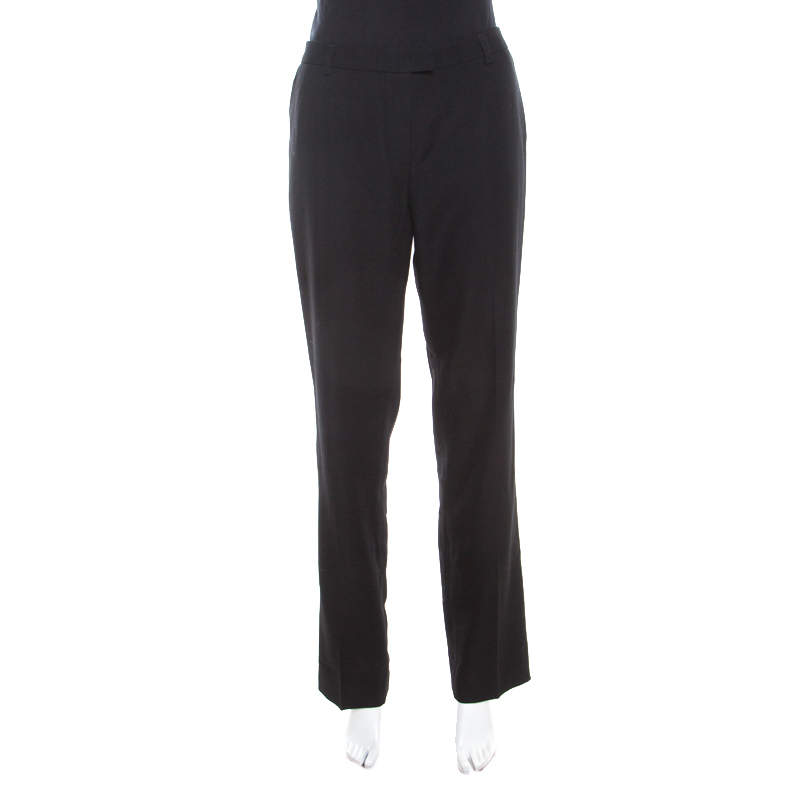 Escada Black Wool High Waist Tailored Trousers M