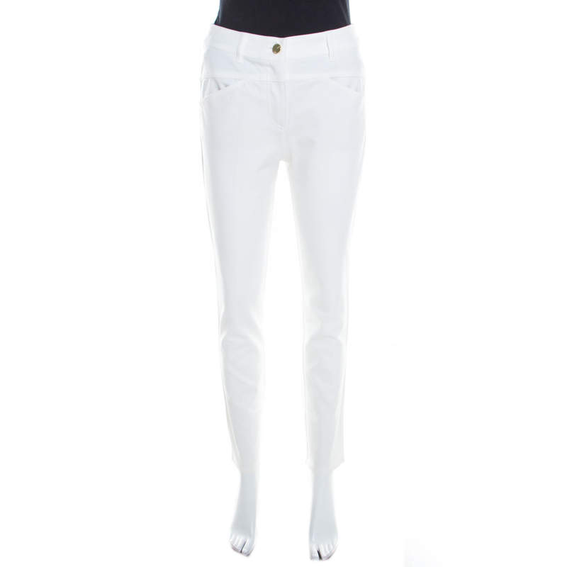Pre Owned Escada White Stretch Denim Teresa Straight Leg Jeans S