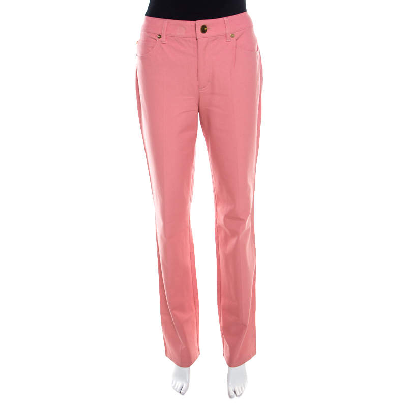 Escada Framboise Pink Stretch Denim High Rise Straight Leg Tessa Jeans M