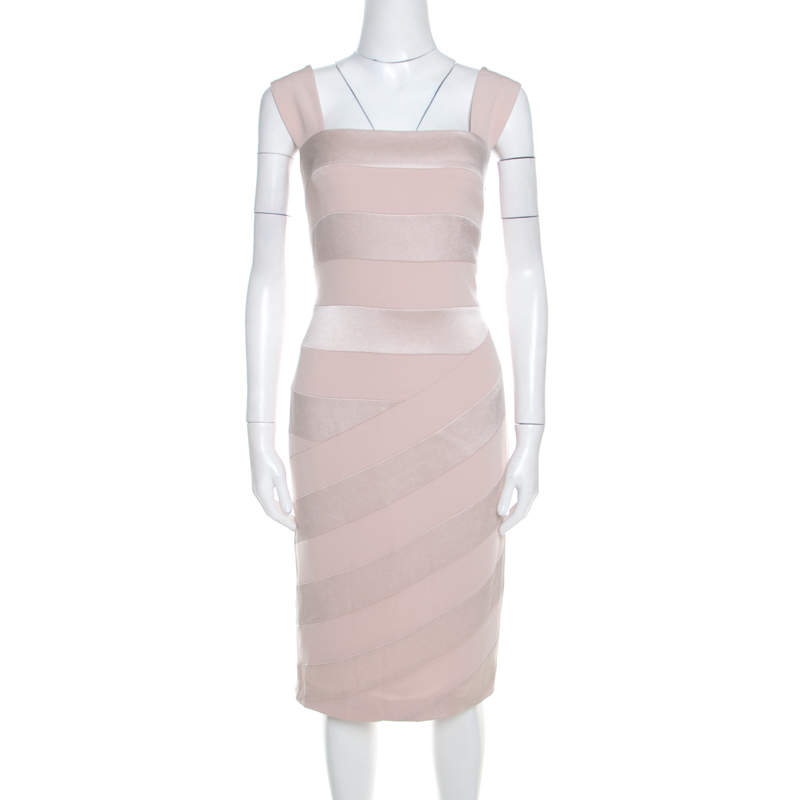 Pre Owned Escada Blush Pink Crepe Paneled Diantima Pencil Dress M