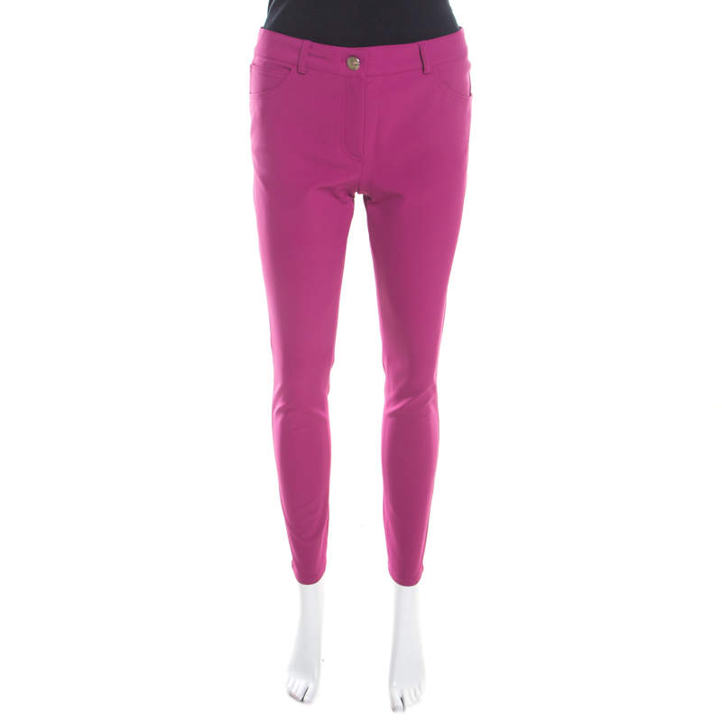 Escada Tourmaline Pink Stretch Crepe Tailored Tygan Trousers XL
