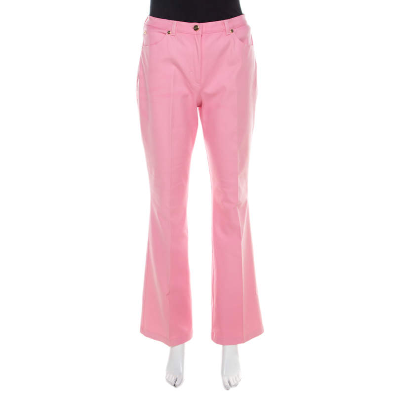 Escada Pink Cotton Twill Denim High Waist Flared Jeans M Escada