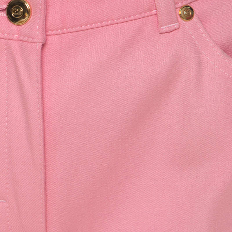 Escada Pink Cotton Twill Denim High Waist Flared Jeans M Escada