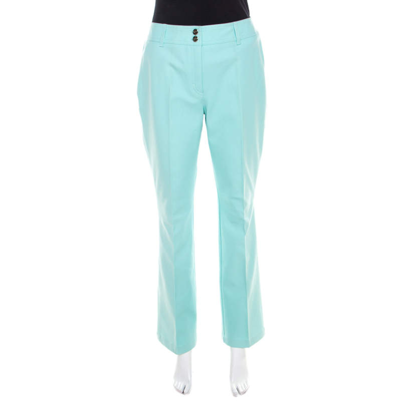 Escada Mint Green Cotton Stretch Denim Straight Fit Jeans M