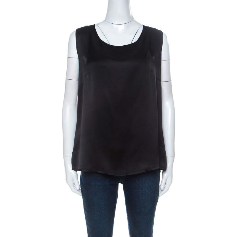Pre Owned Escada Black Silk Sleeveless Tank Top XL 