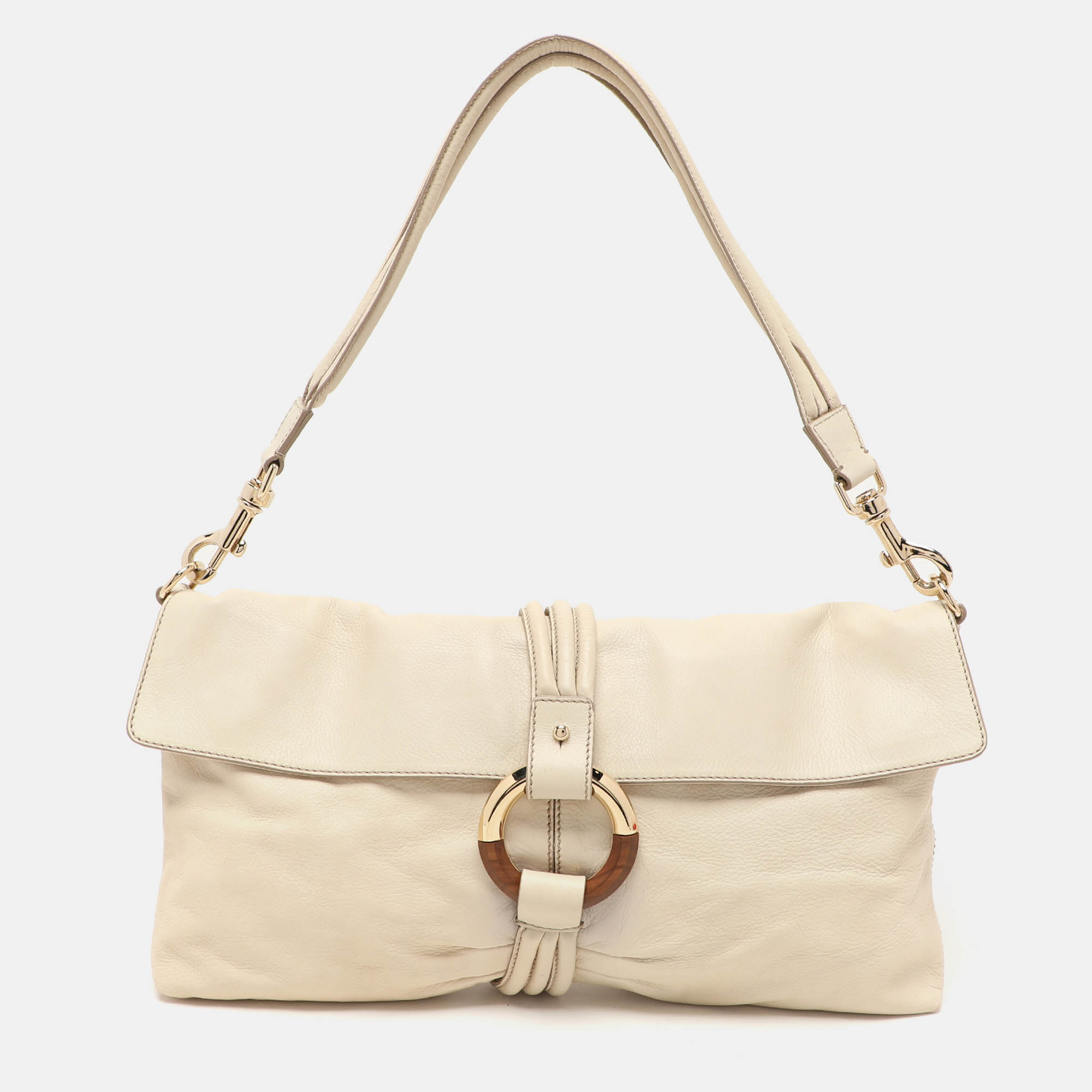 Pre Owned Escada Cream Leather Shoulder Bag