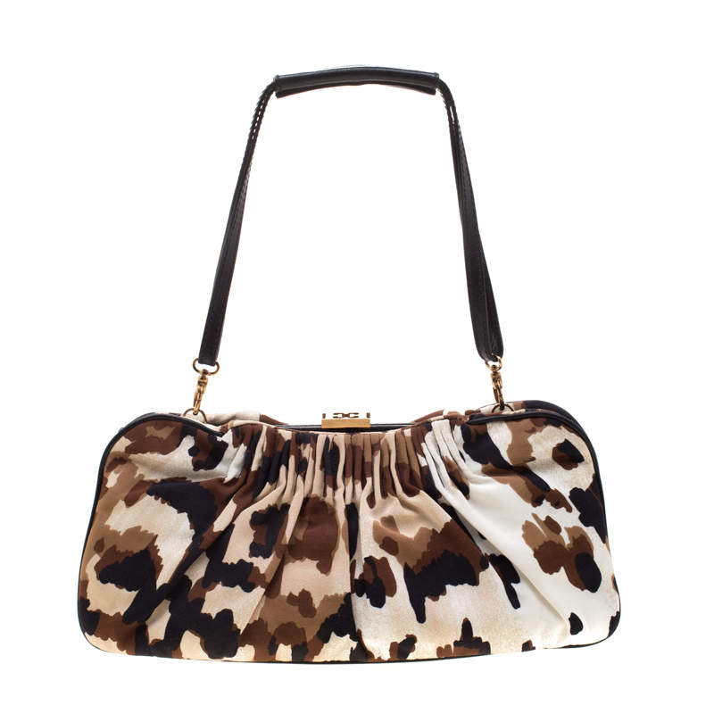 Escada Camouflage Canvas Shoulder Bag