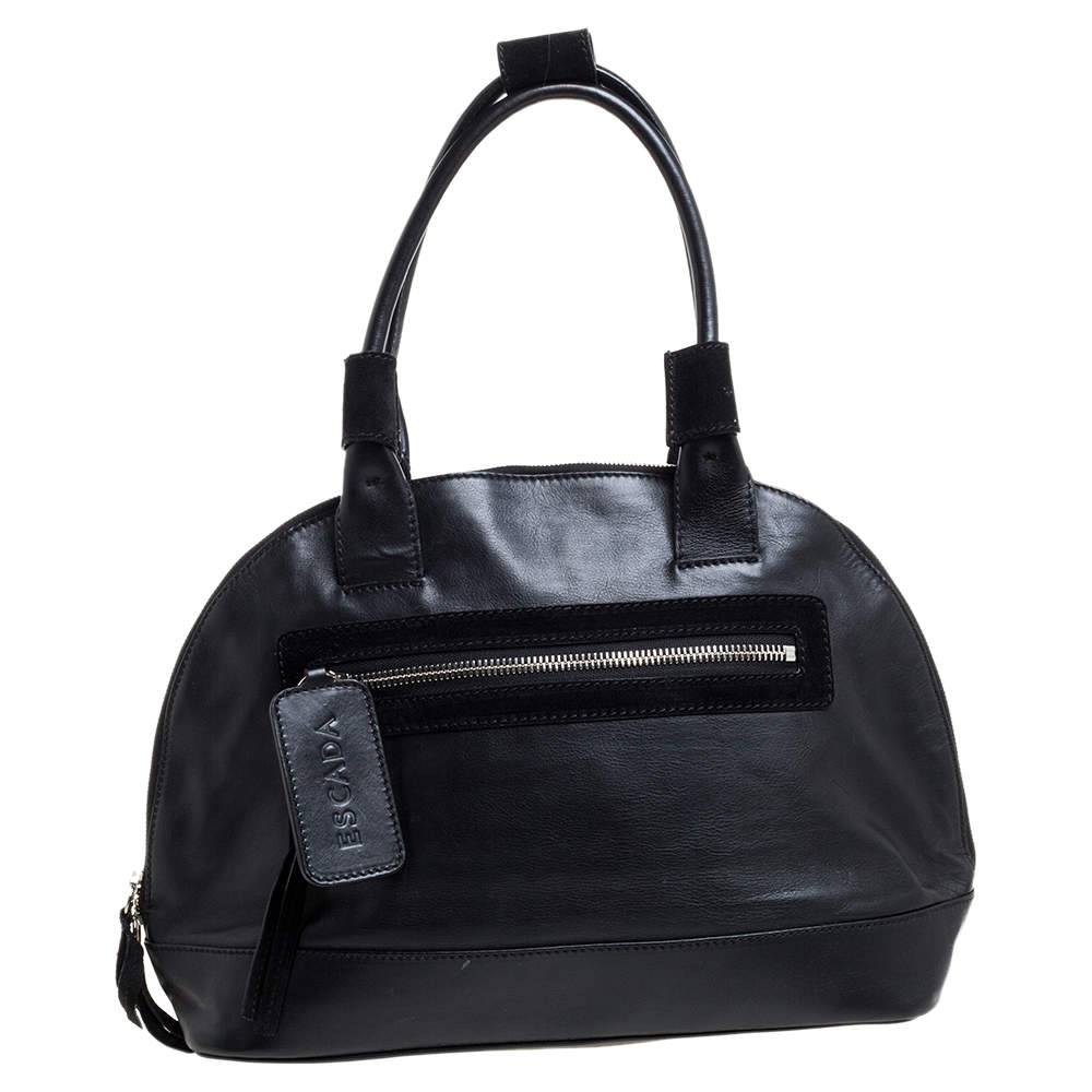 Pre Owned Escada Black Leather Dome Satchel