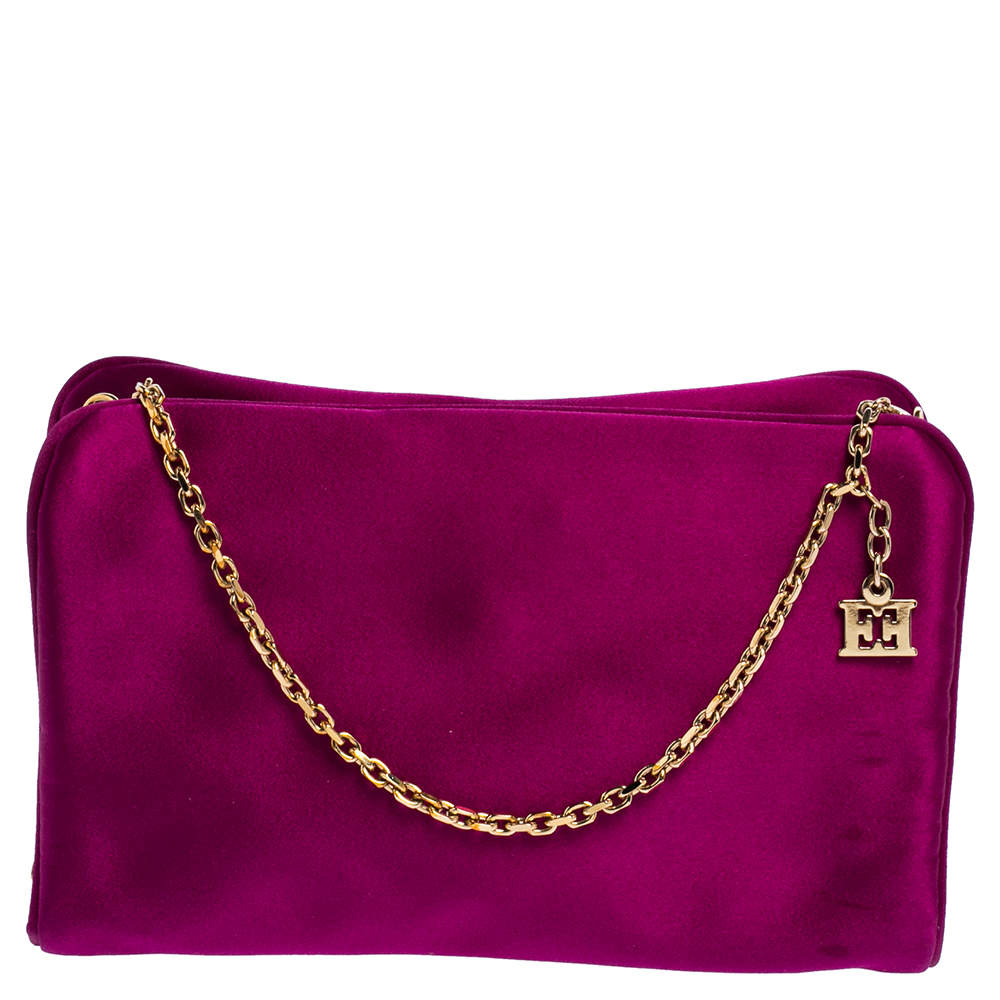 Pre Owned Escada Pink Satin Chain Shoulder Bag