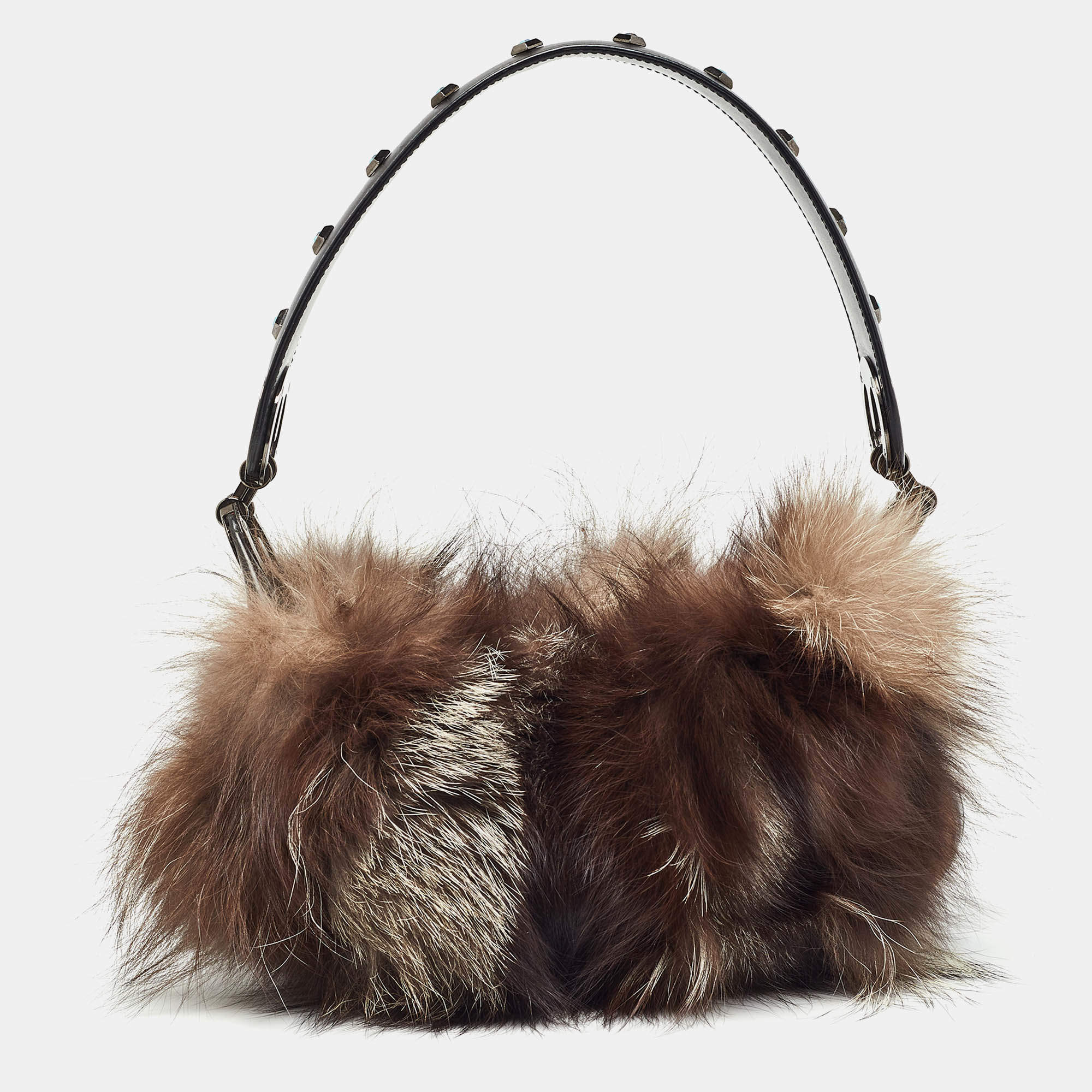Pre Owned Escada Brown/Black Fur and Leather Shoulder Bag