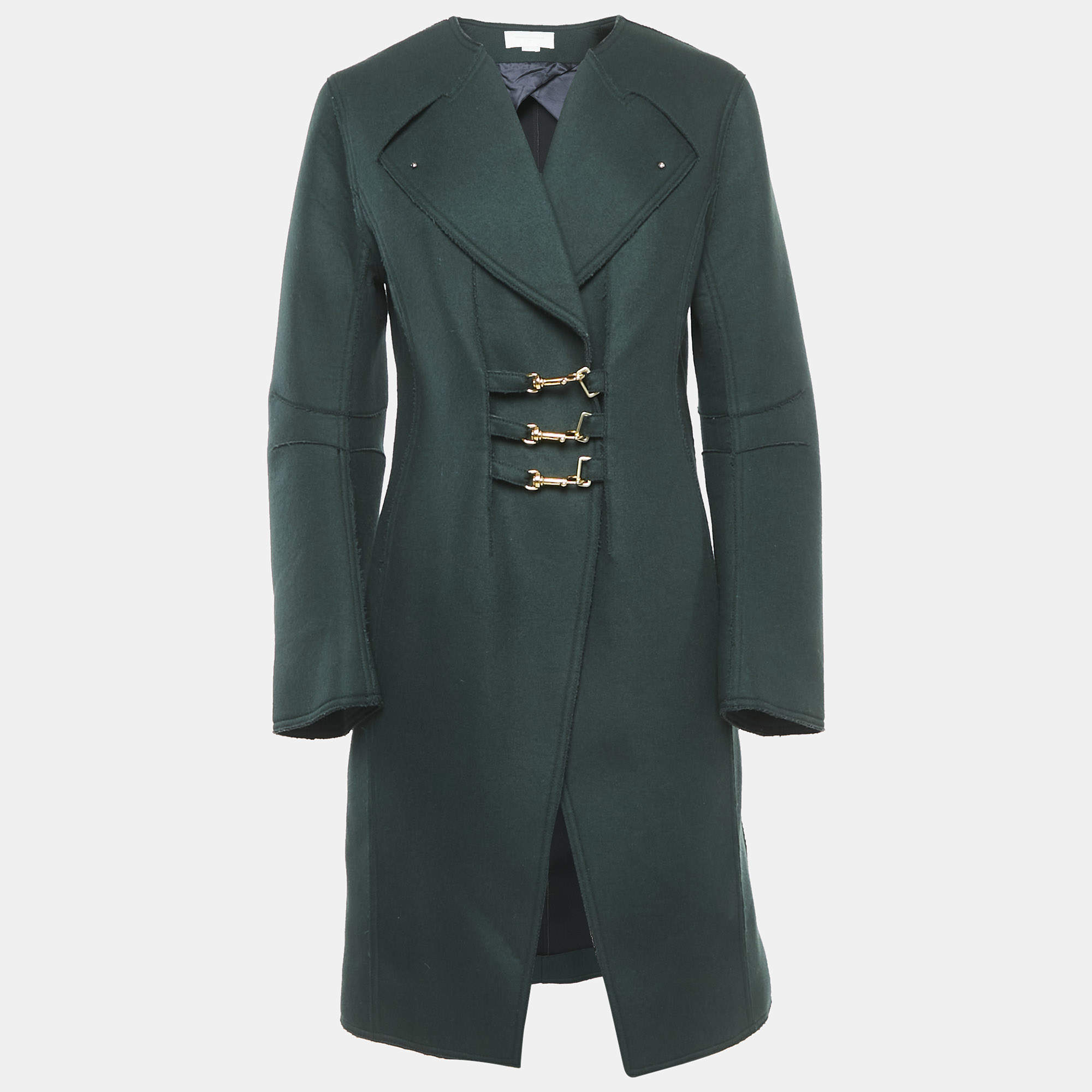 Esteban Cortazar Green Felt Mid-Length Coat M