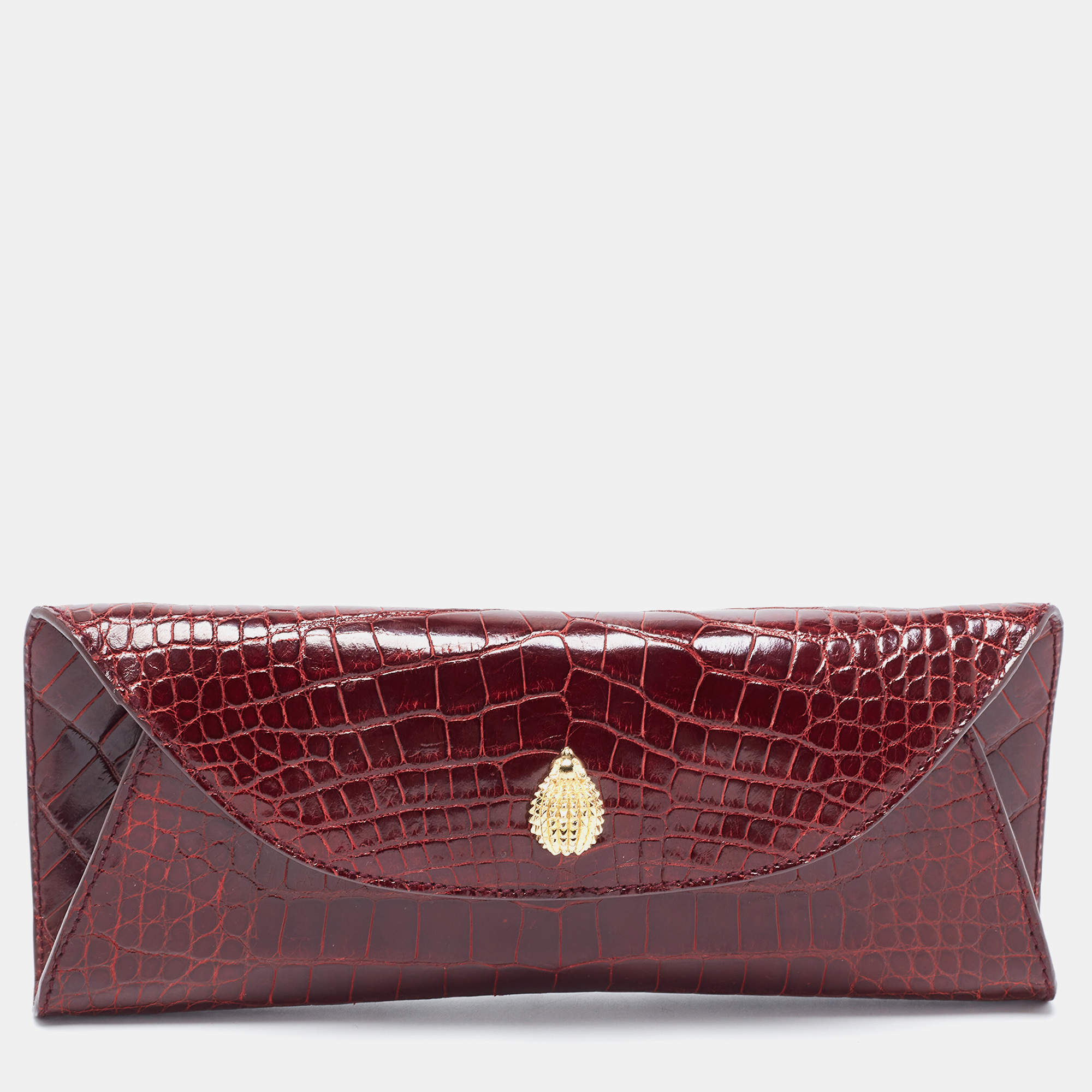 Pre Owned Ethan K Red Crocodile K Flap Clutch