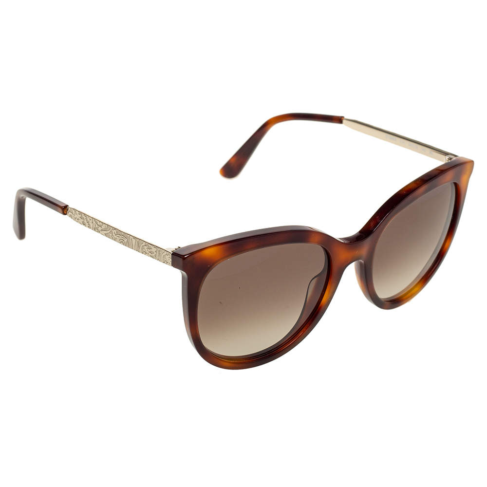 Pre Owned Etro Gold/Havana Gradient ET656S Cat Eye Sunglasses
