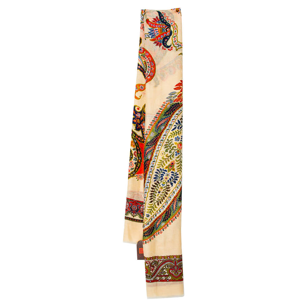 Cashmere scarf in beige - Counting Flowers