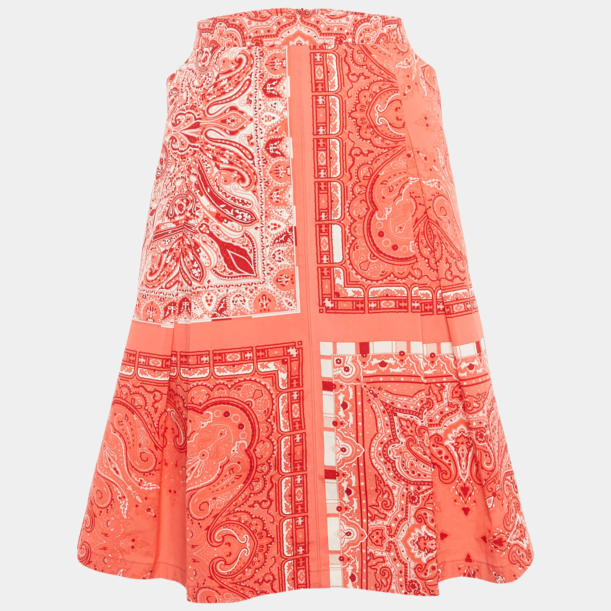 Pre Owned Etro Red Bandana Print Cotton Short Skirt L