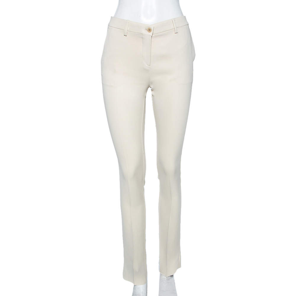 مملوكة مسبقًا بنطلون ايترو كريب كريمي مفصل مقاس صغير (سمول)