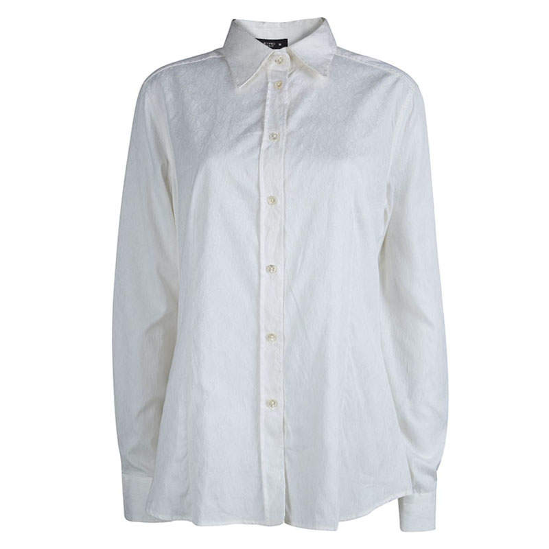 Etro White Paisley Pattern Jacquard Long Sleeve Button Front Shirt XL