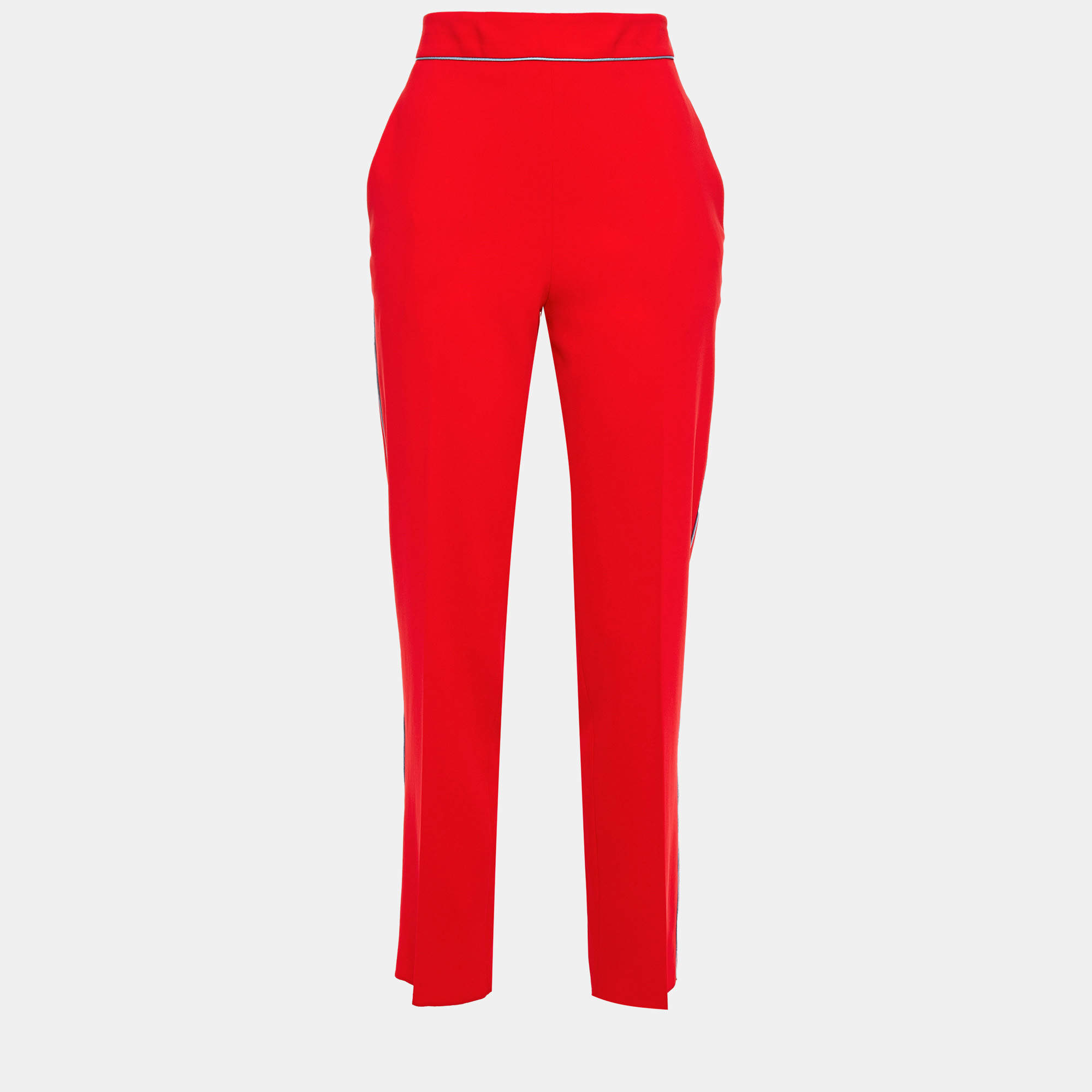 مملوكة مسبقًا Etro Red Crepe Straight Leg Pants XL (IT 48)