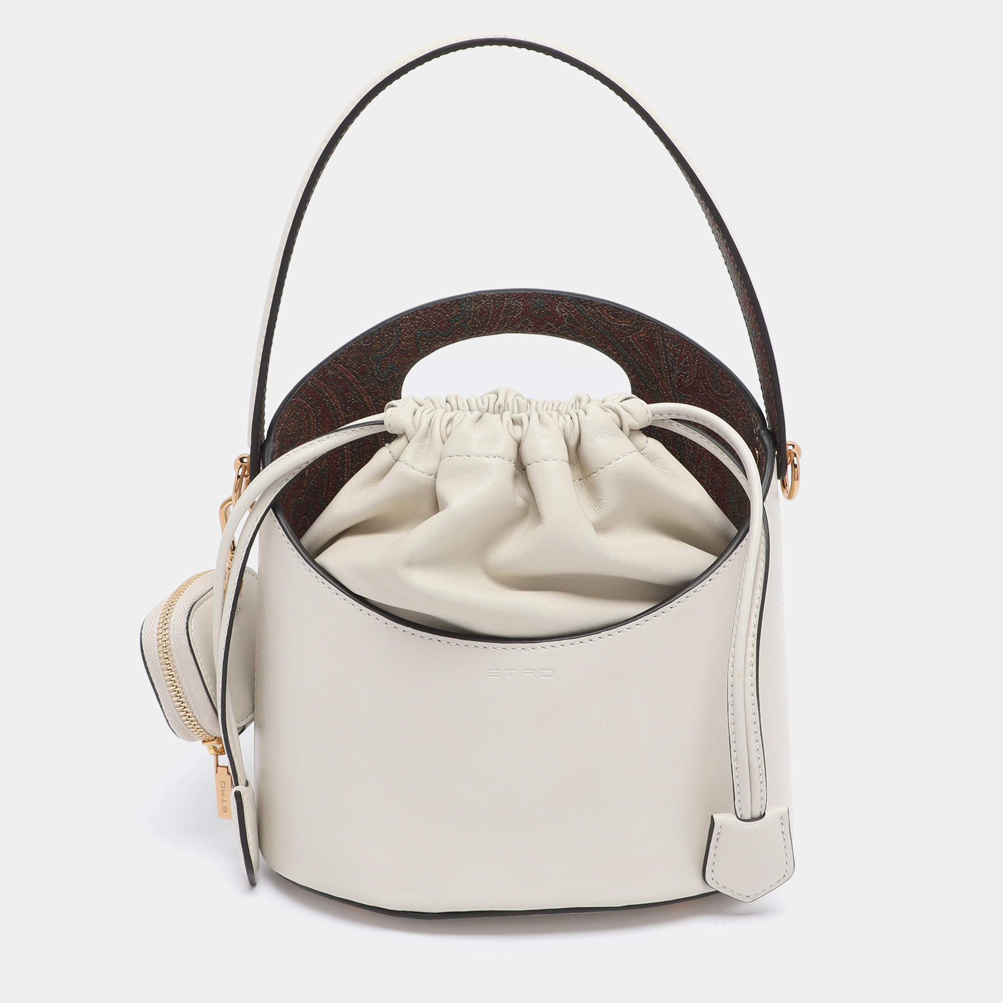Pre Owned Etro Off White Leather Saturno Bucket Bag