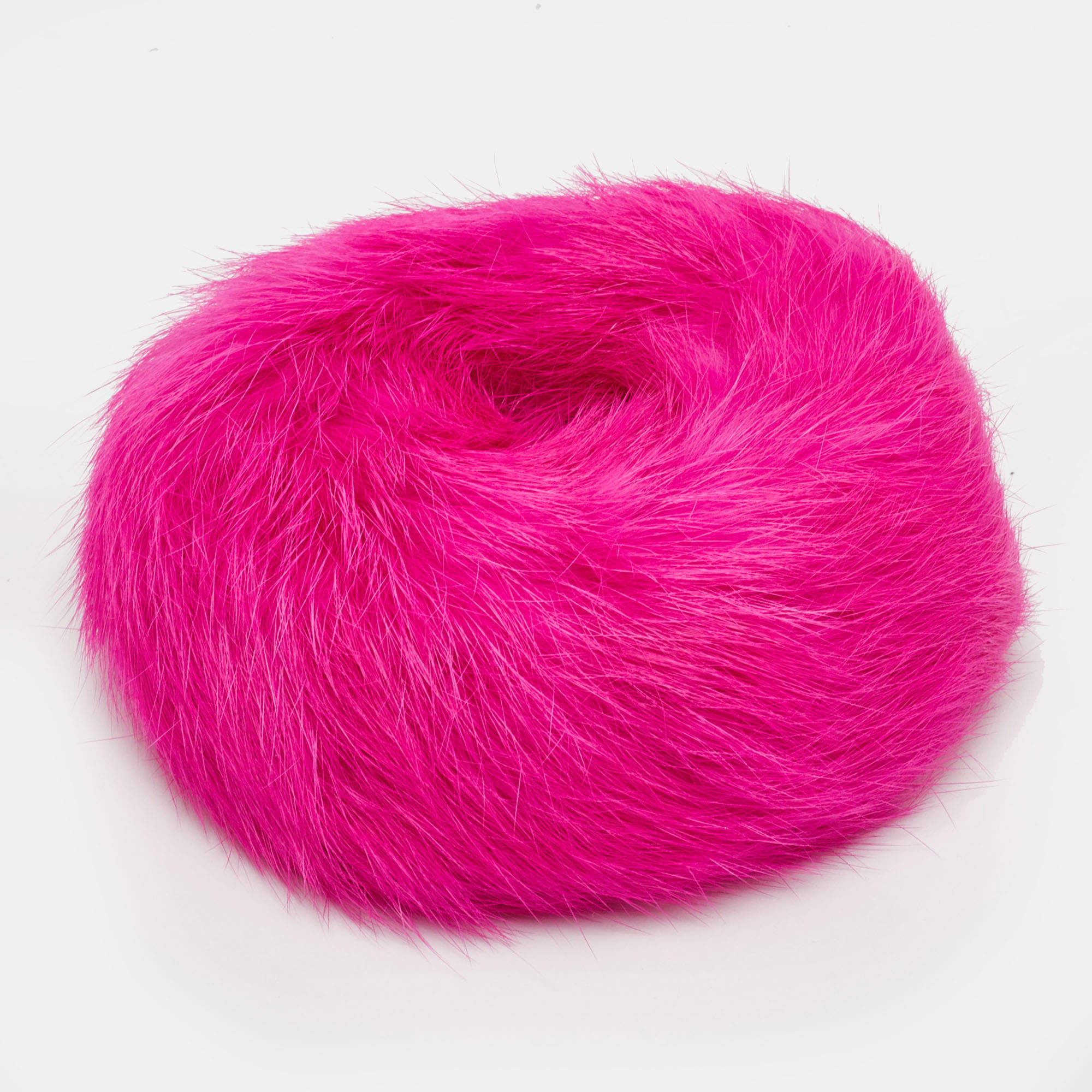 Pre Owned Etro Pink Fur Scrunchie Hair Tie