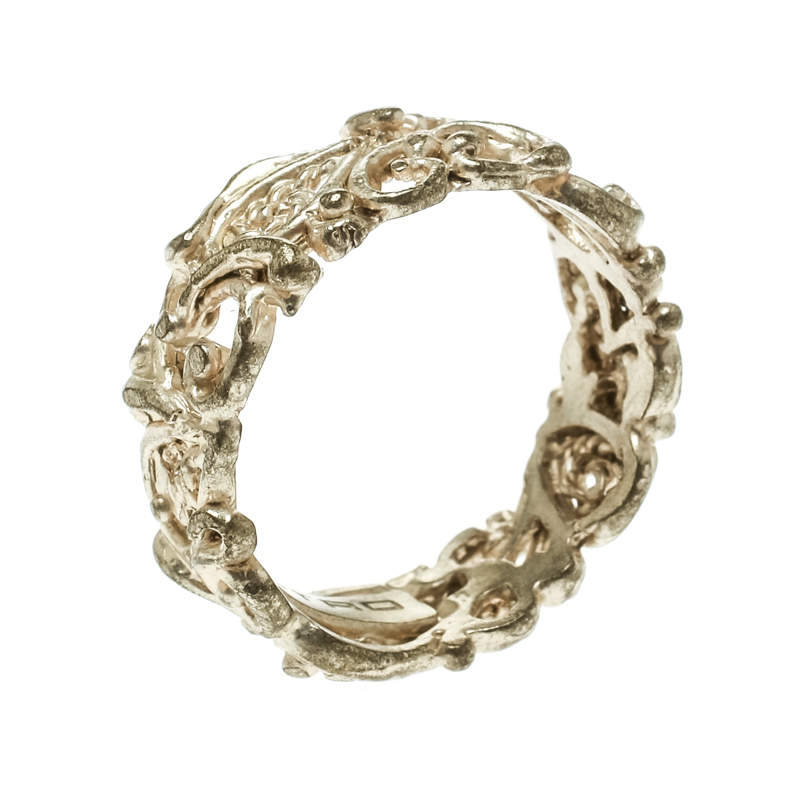 Pre Owned Etro Open-work Gold Tone Band Ring Size 55