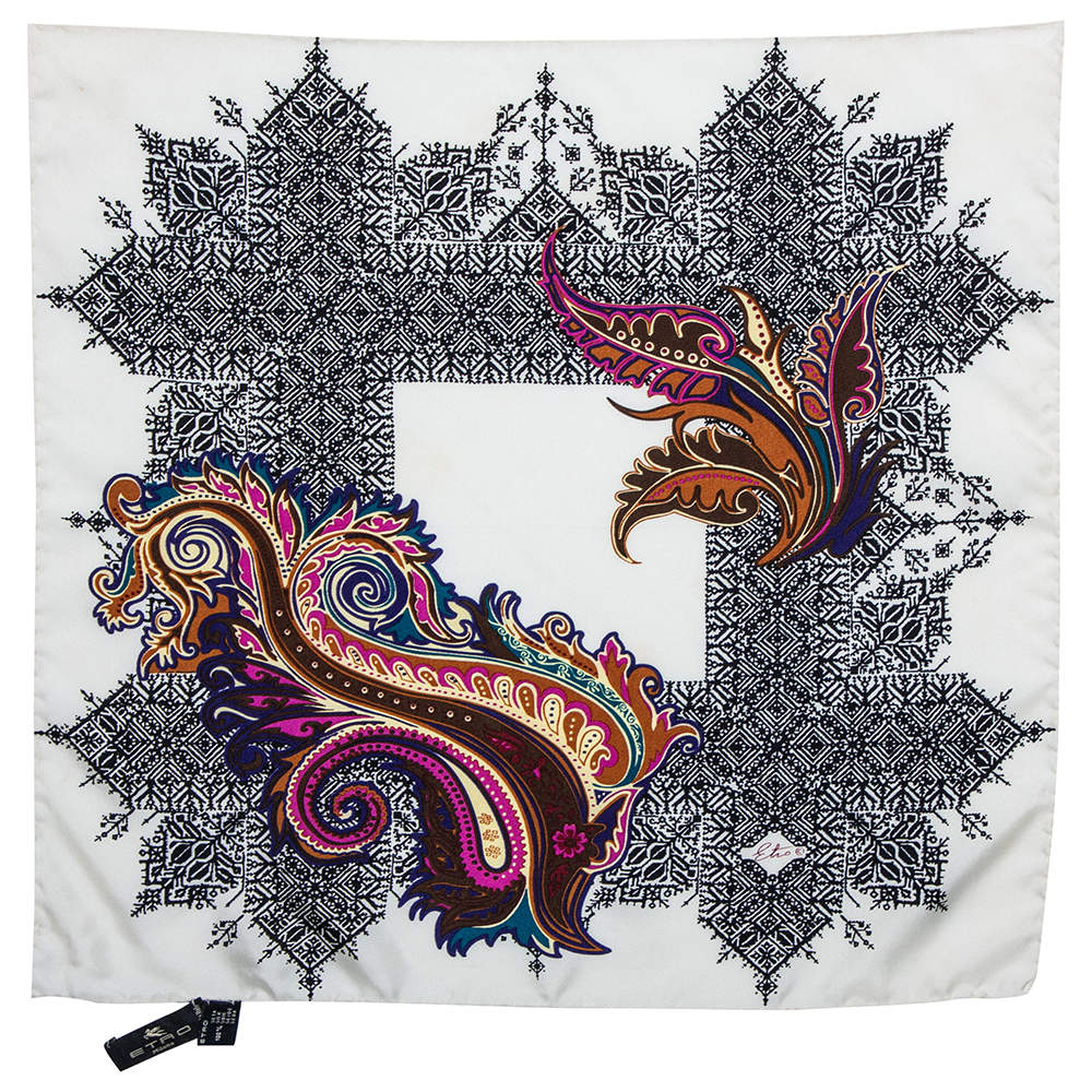 Pre Owned Etro Multicolor Paisley Print Silk Handkerchief