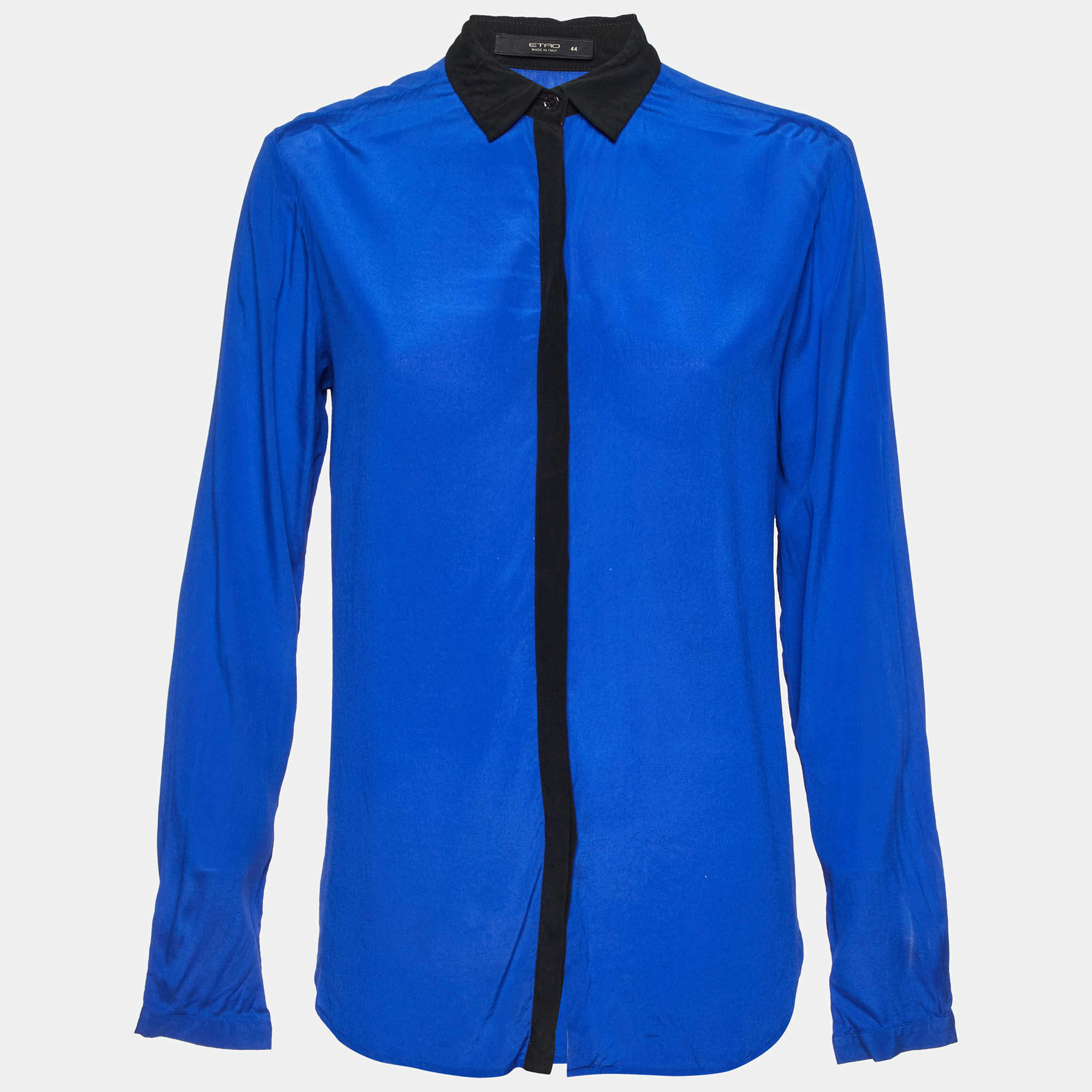 Pre Owned Etro Blue Silk Long Sleeve Shirt M