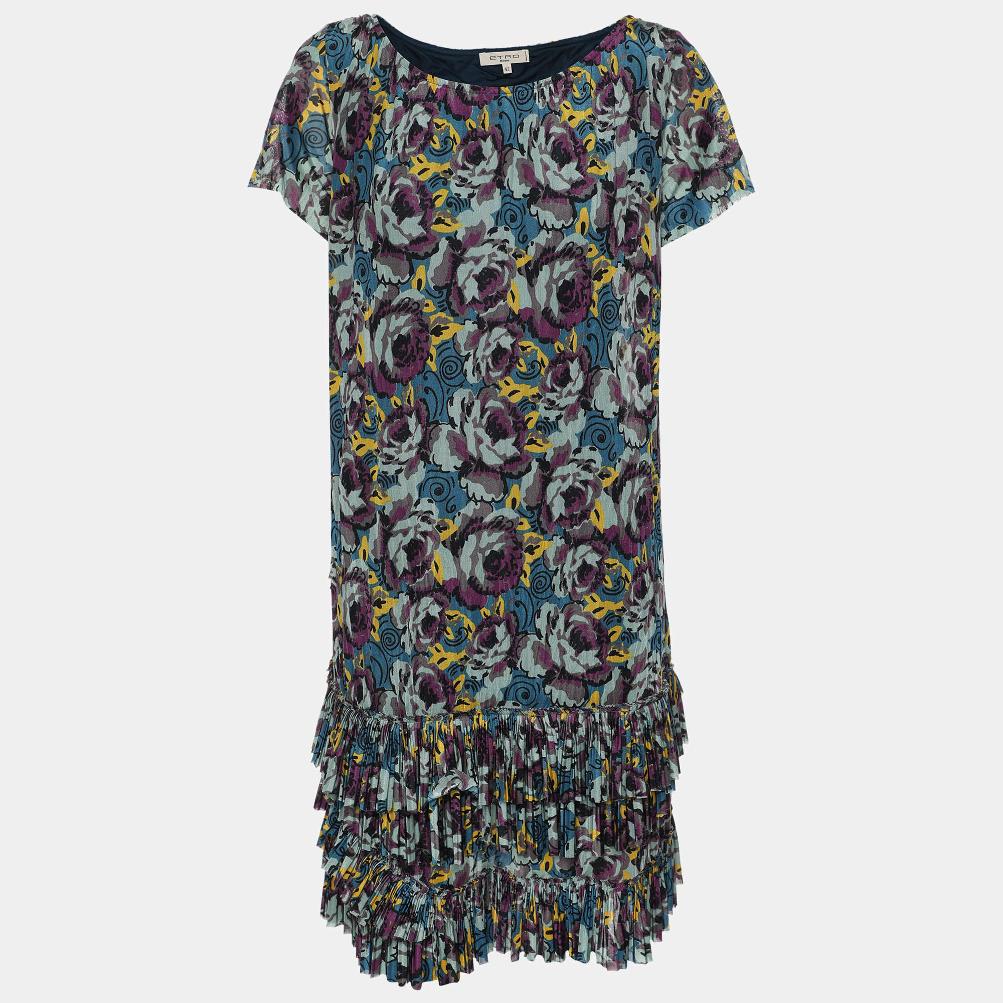Pre Owned Etro Multicolor Printed Jersey Mini Dress M