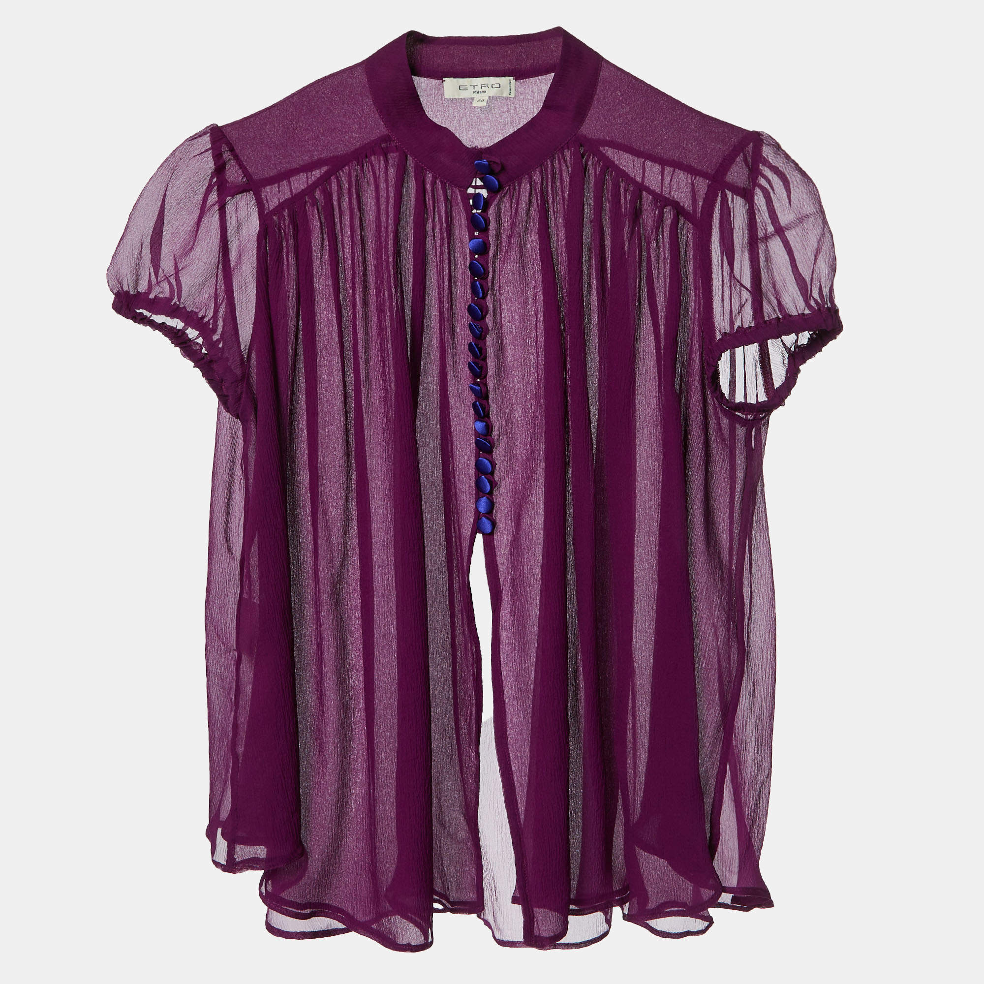 مملوكة مسبقًا Etro Purple Chiffon Silk Button Front Blouse S