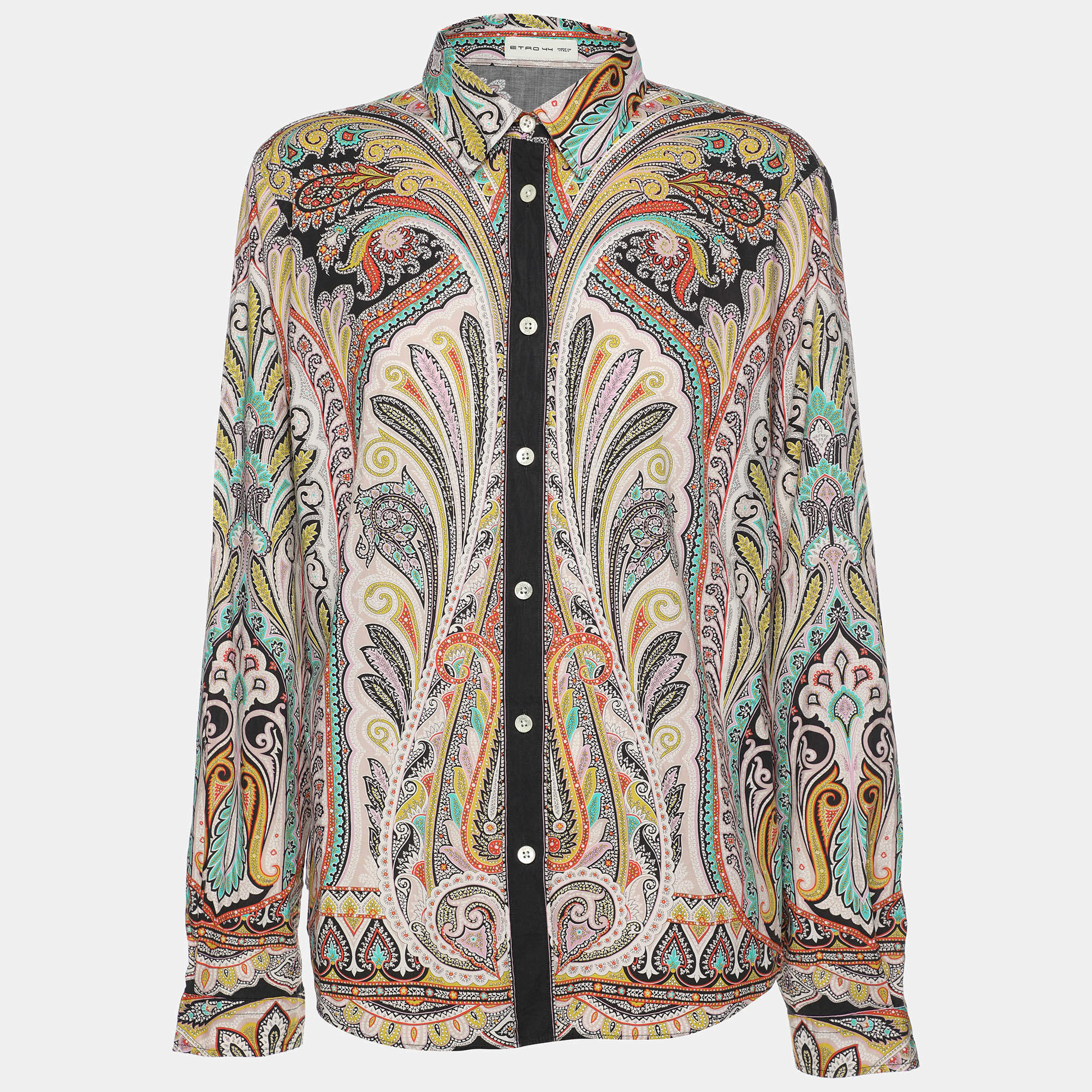 Pre Owned Etro Multicolor Print Cotton Blend Full Sleeve Shirt M