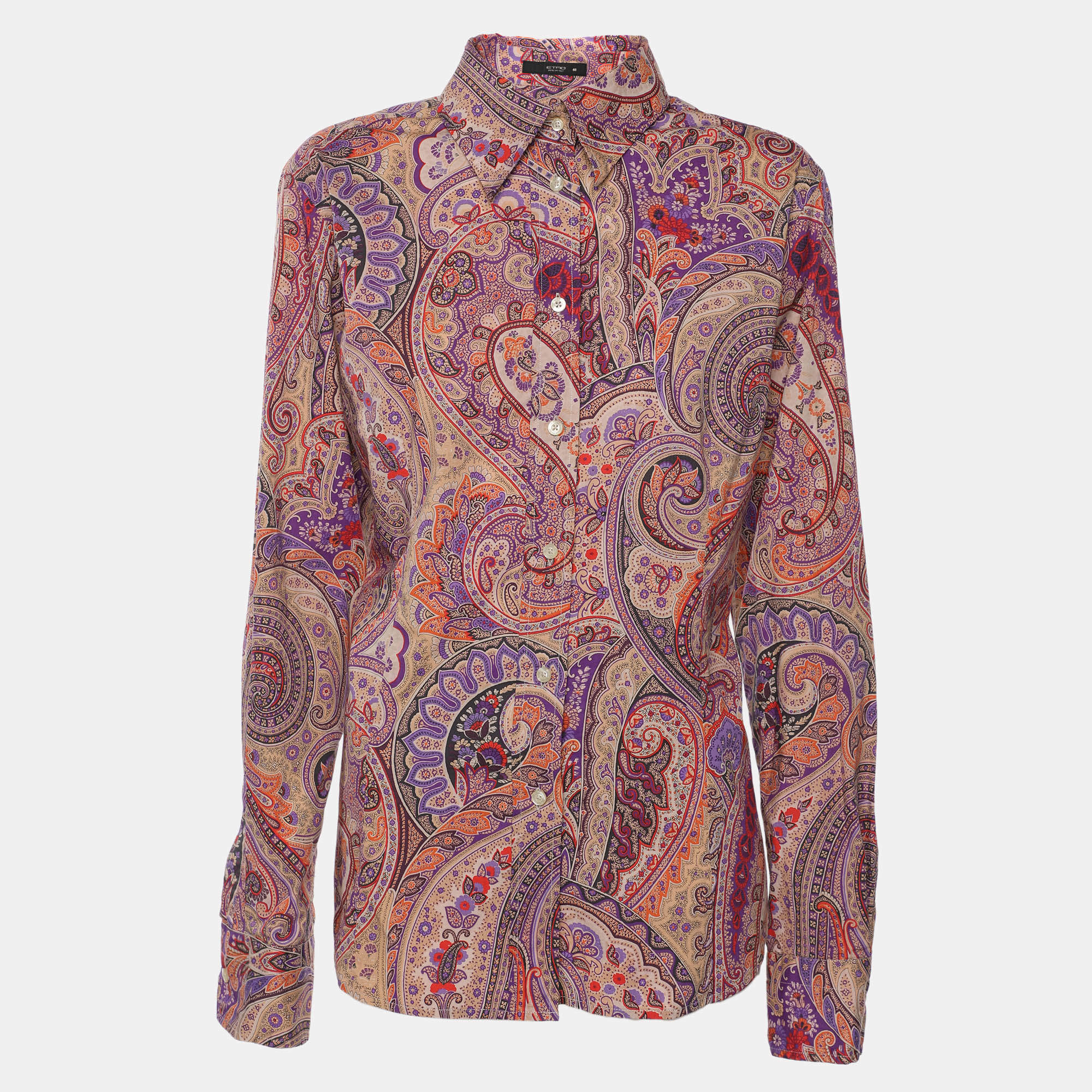 Etro Multicolor Paisley Printed Cotton Button Front Shirt L