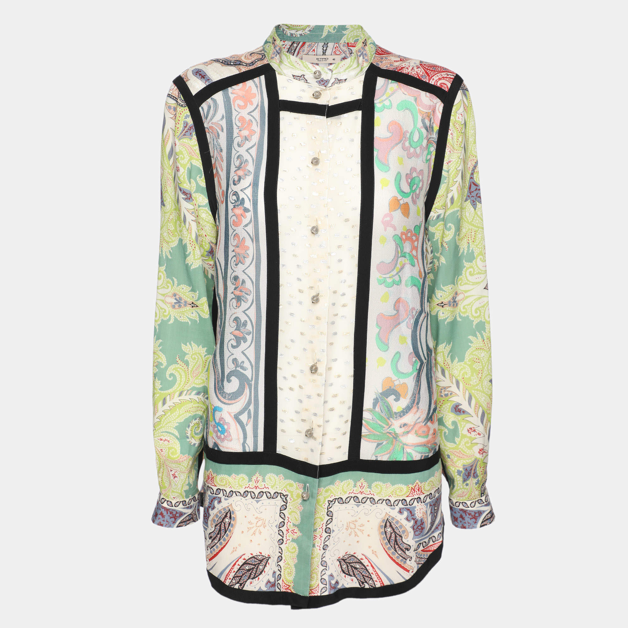 Etro Multicolor Printed Button Front Blouse M