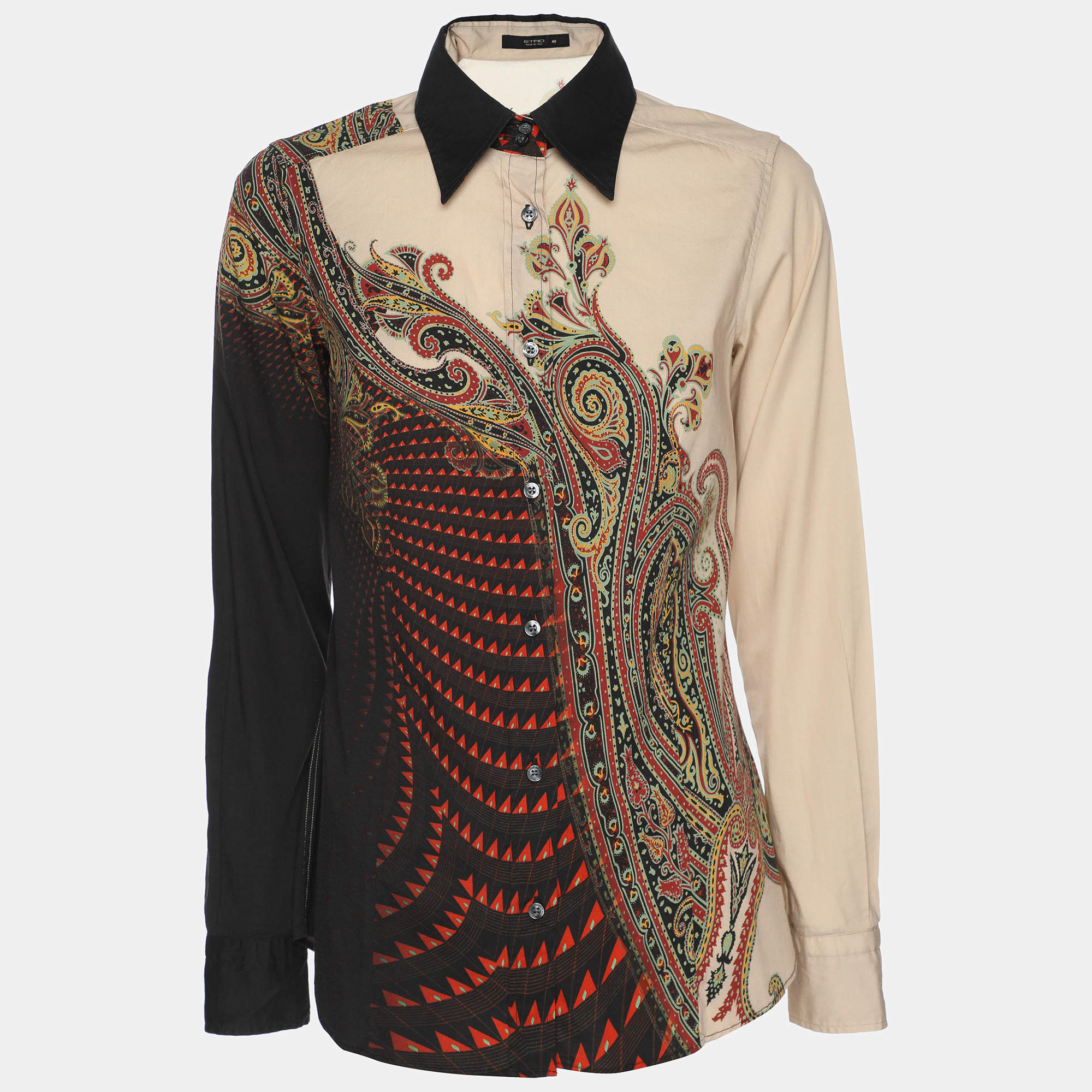 Etro Multicolor Printed Cotton Button Front Shirt S