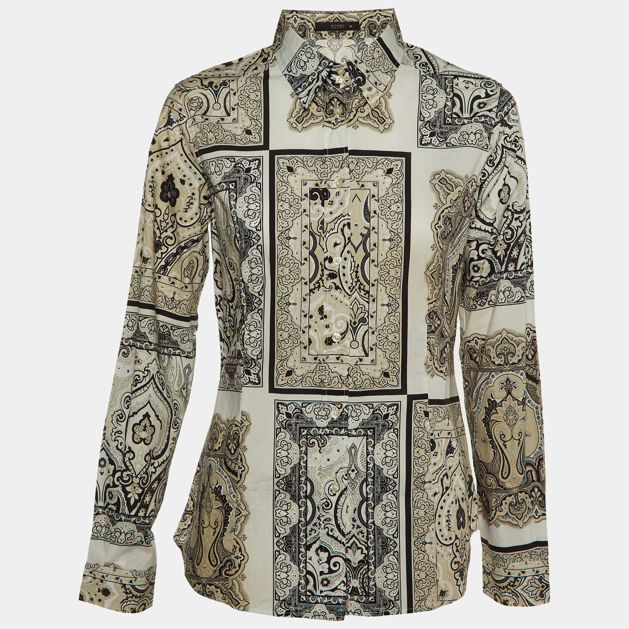 Etro Beige Paisley Print Cotton Button Front Shirt L