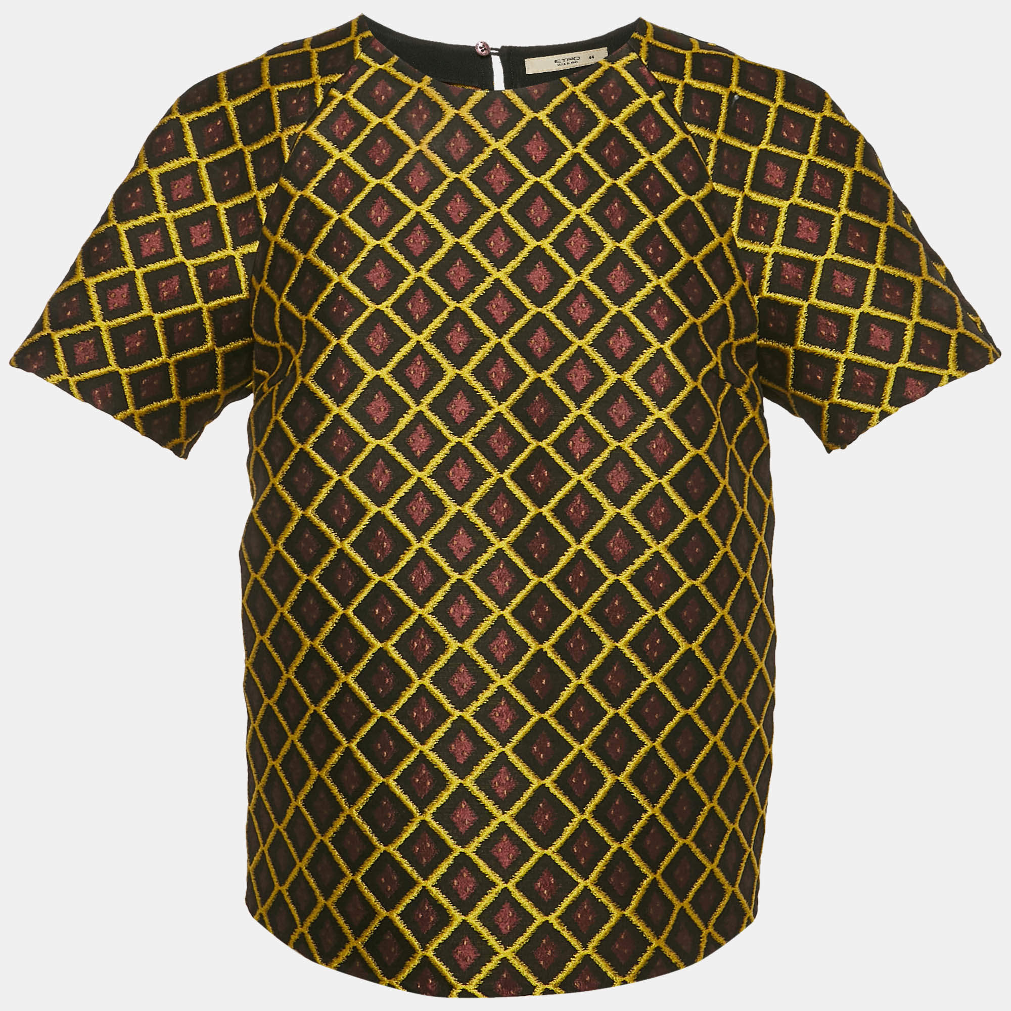 Etro Brown/Yellow Geometric Jacquard Blouse M