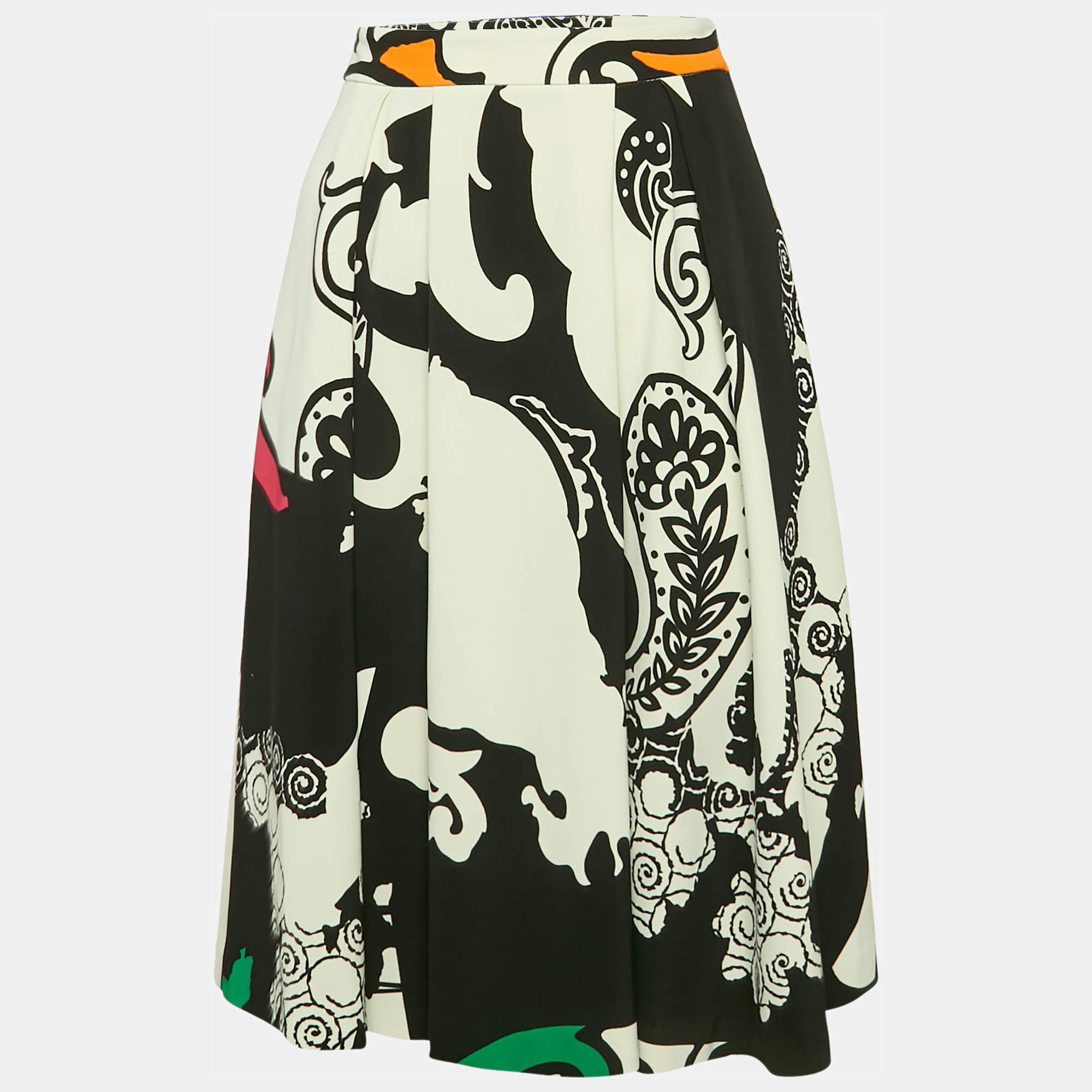 Etro Black/Cream Printed Jersey Short Skirt M