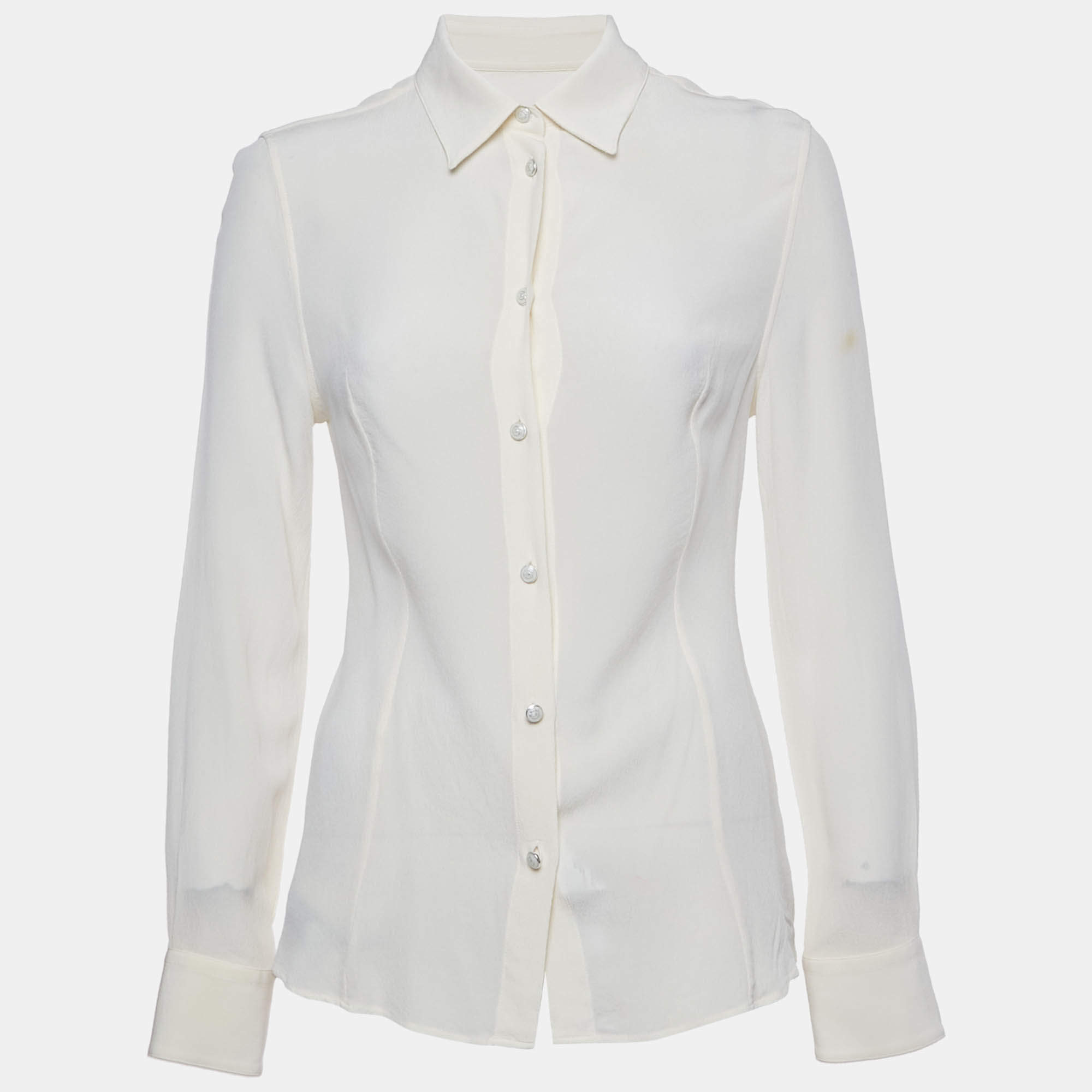 مملوكة مسبقًا Etro Cream Silk Full Sleeves Shirt M