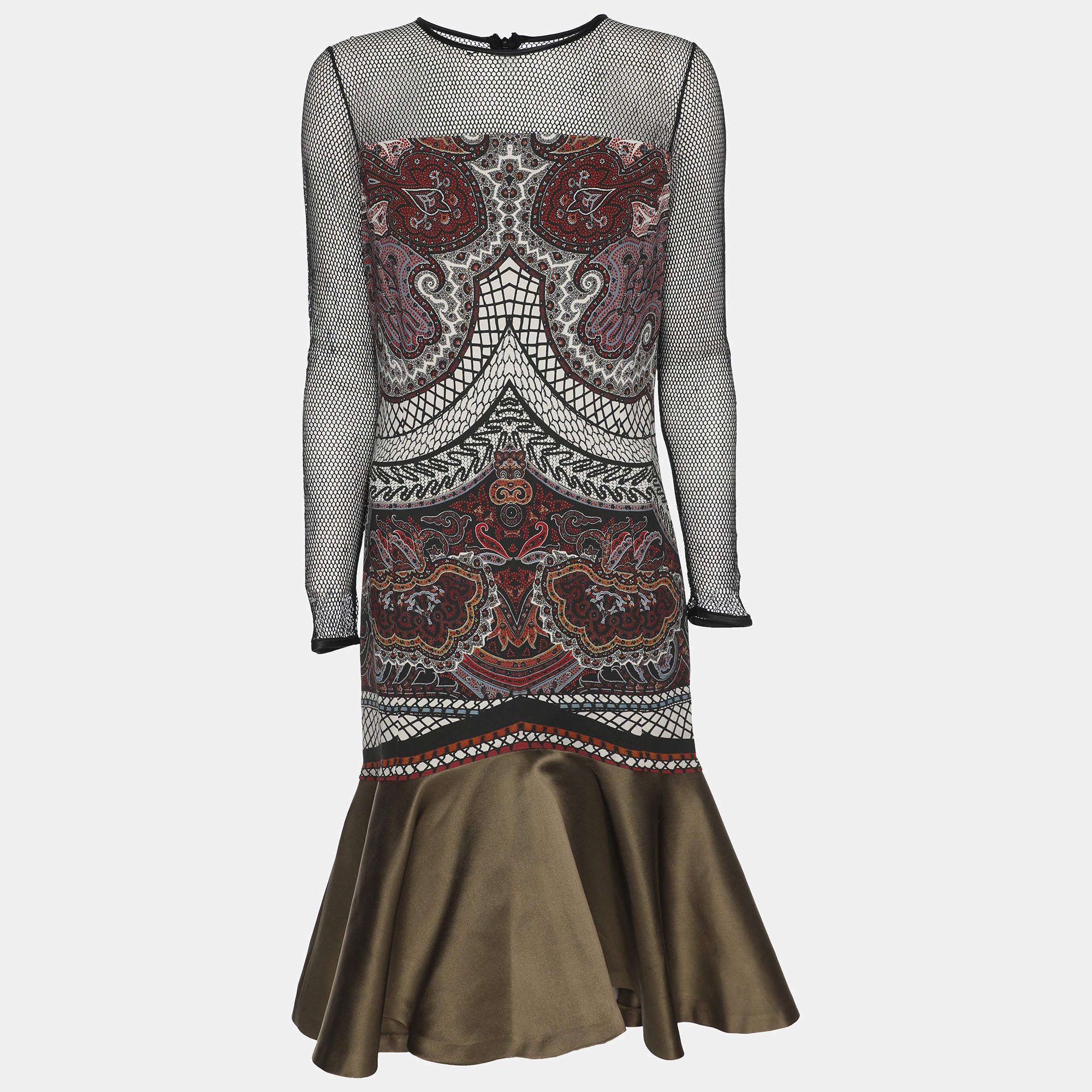 Pre Owned فستان إيترو كريب مش مطبوع متعدد الألوان مقاس متوسط 